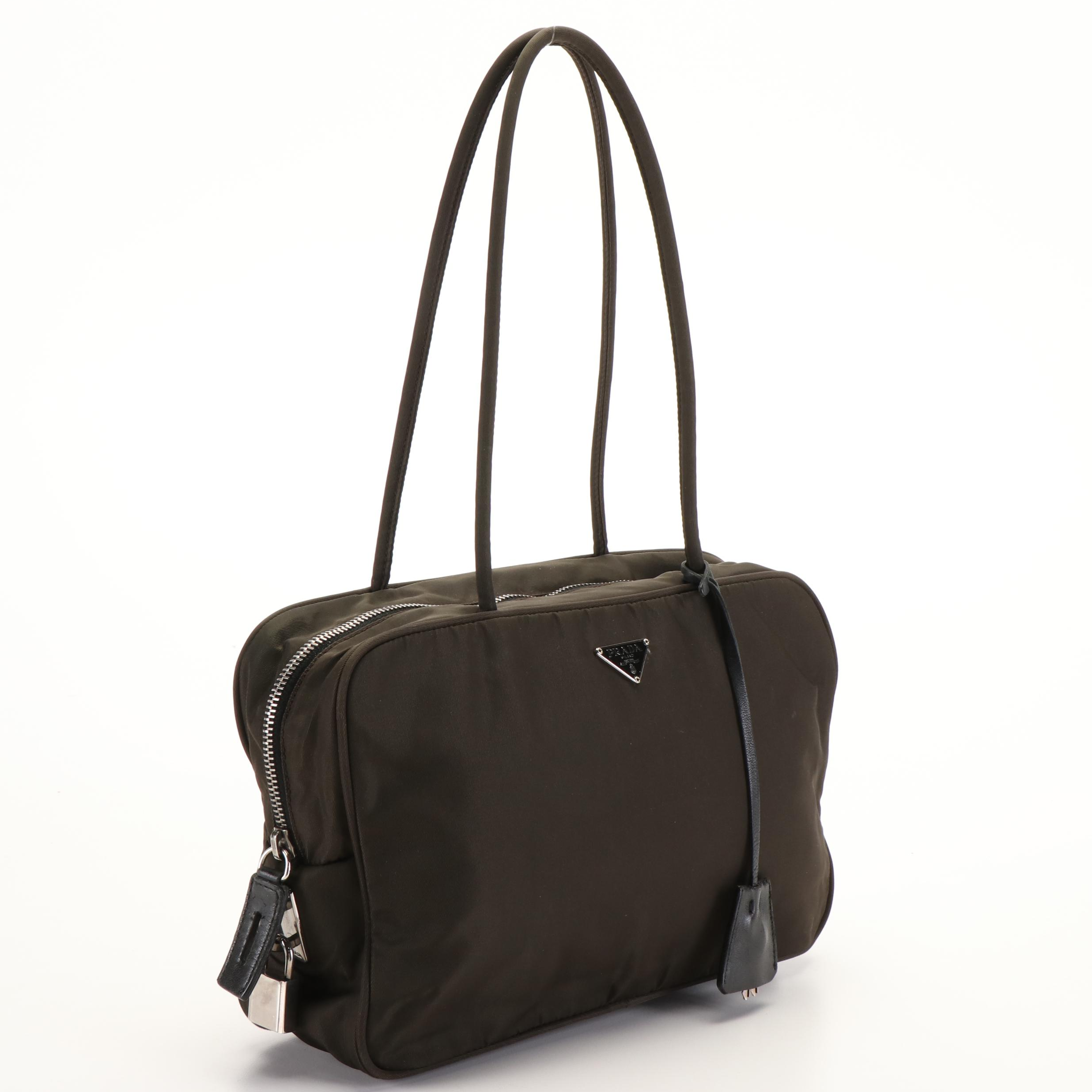 Prada Triangle Logo Tessuto Olive Green Nylon Handbag