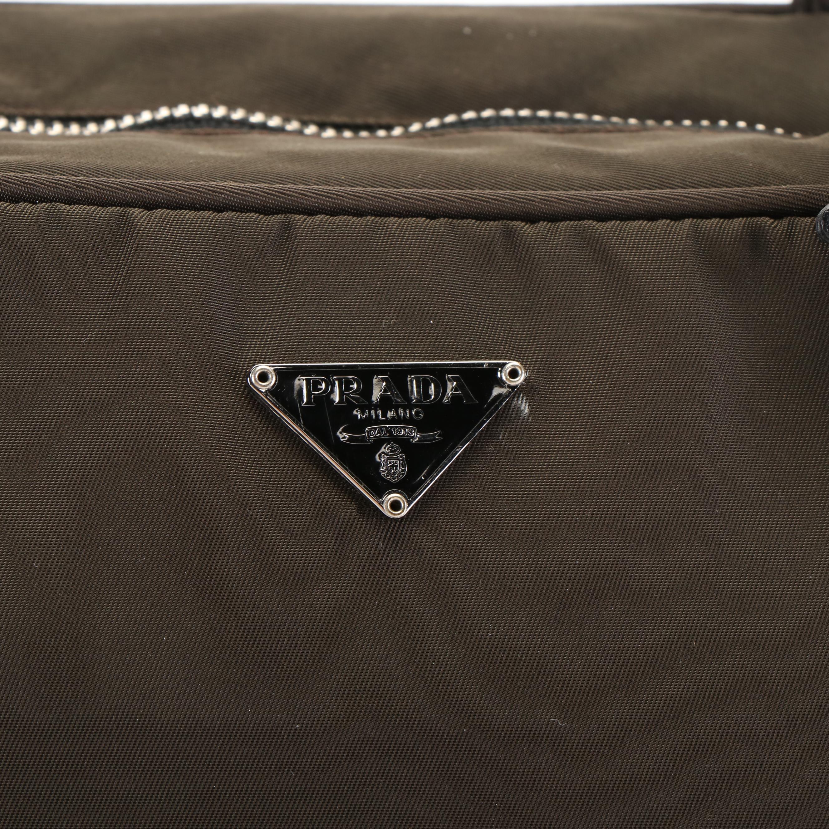 Prada Triangle Logo Tessuto Olive Green Nylon Handbag