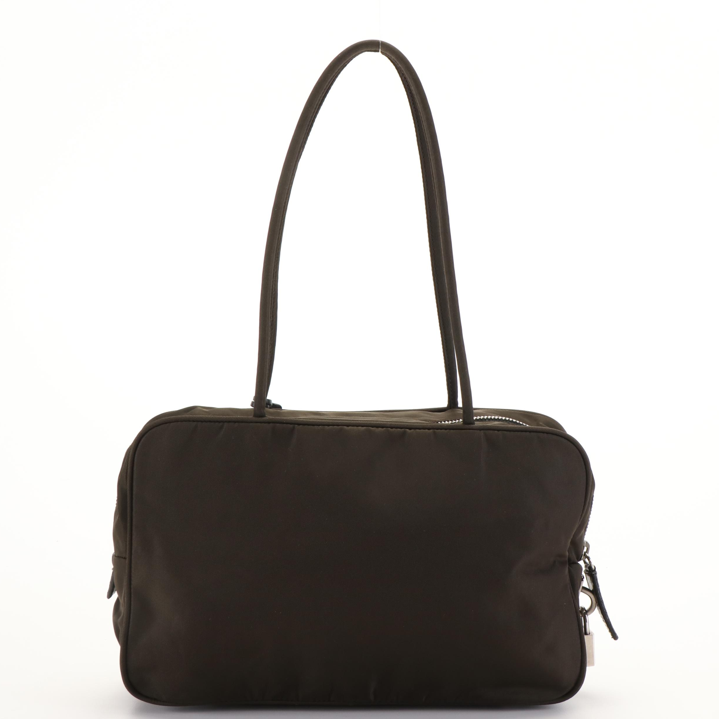 Prada Triangle Logo Tessuto Olive Green Nylon Handbag