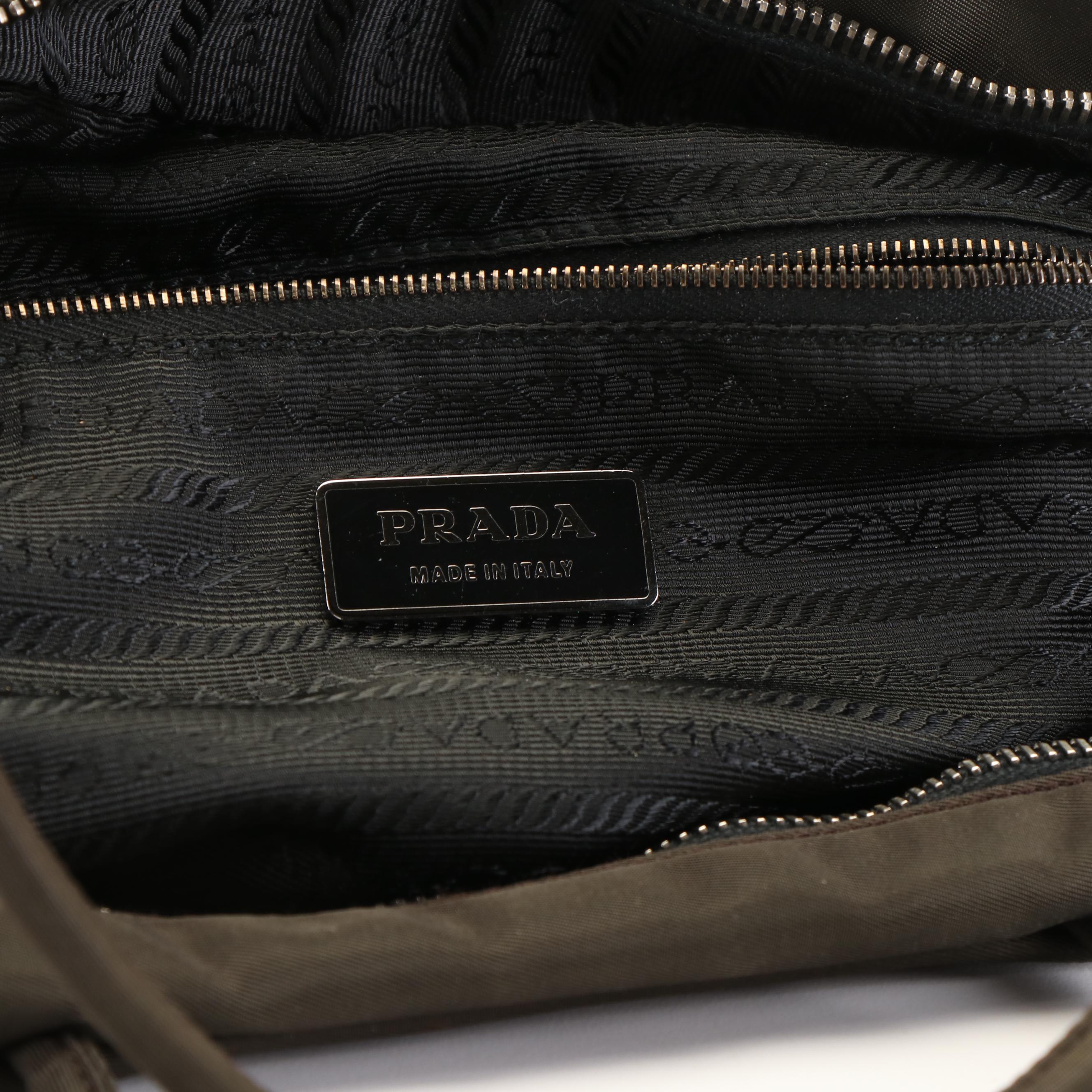 Prada Triangle Logo Tessuto Olive Green Nylon Handbag