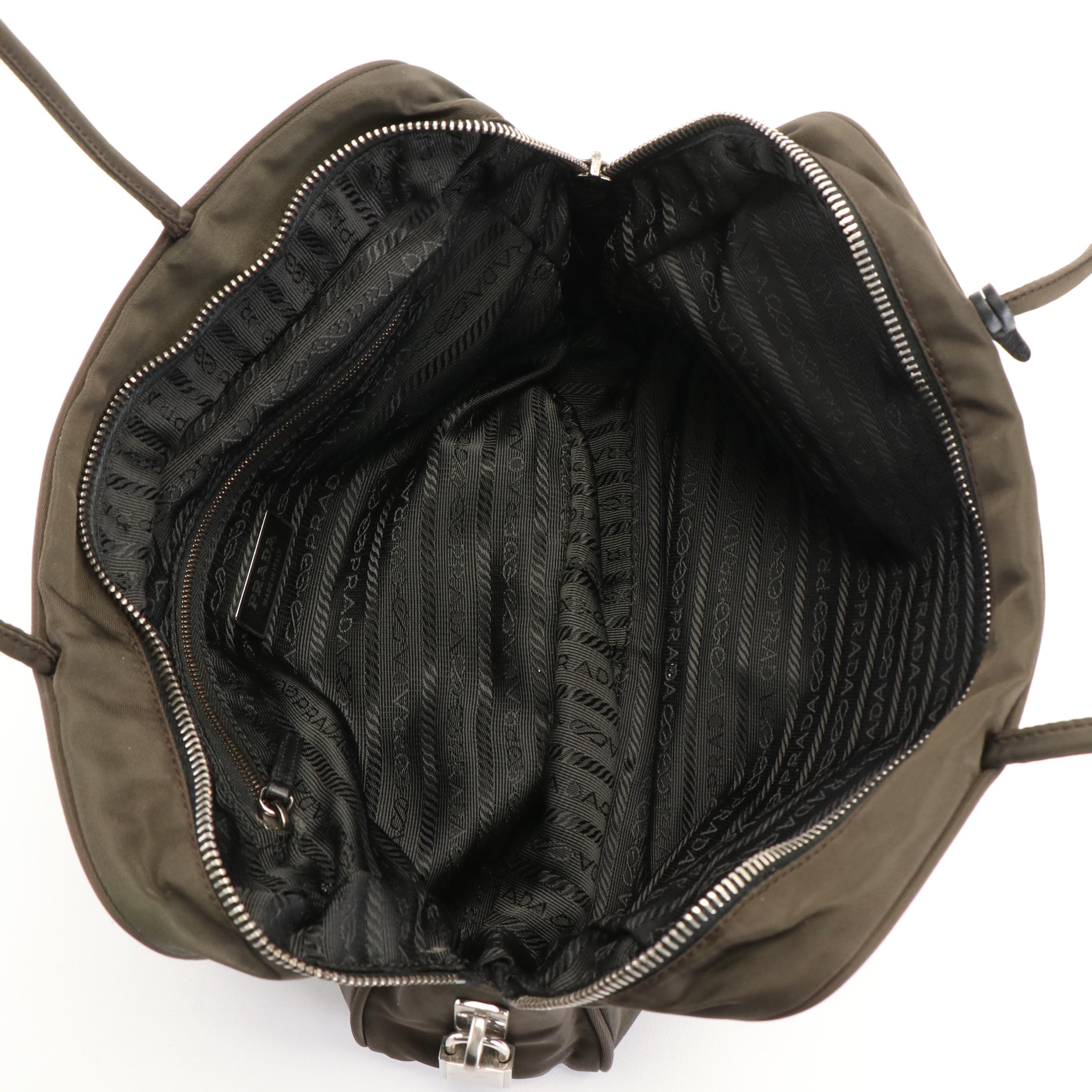 Prada Triangle Logo Tessuto Olive Green Nylon Handbag