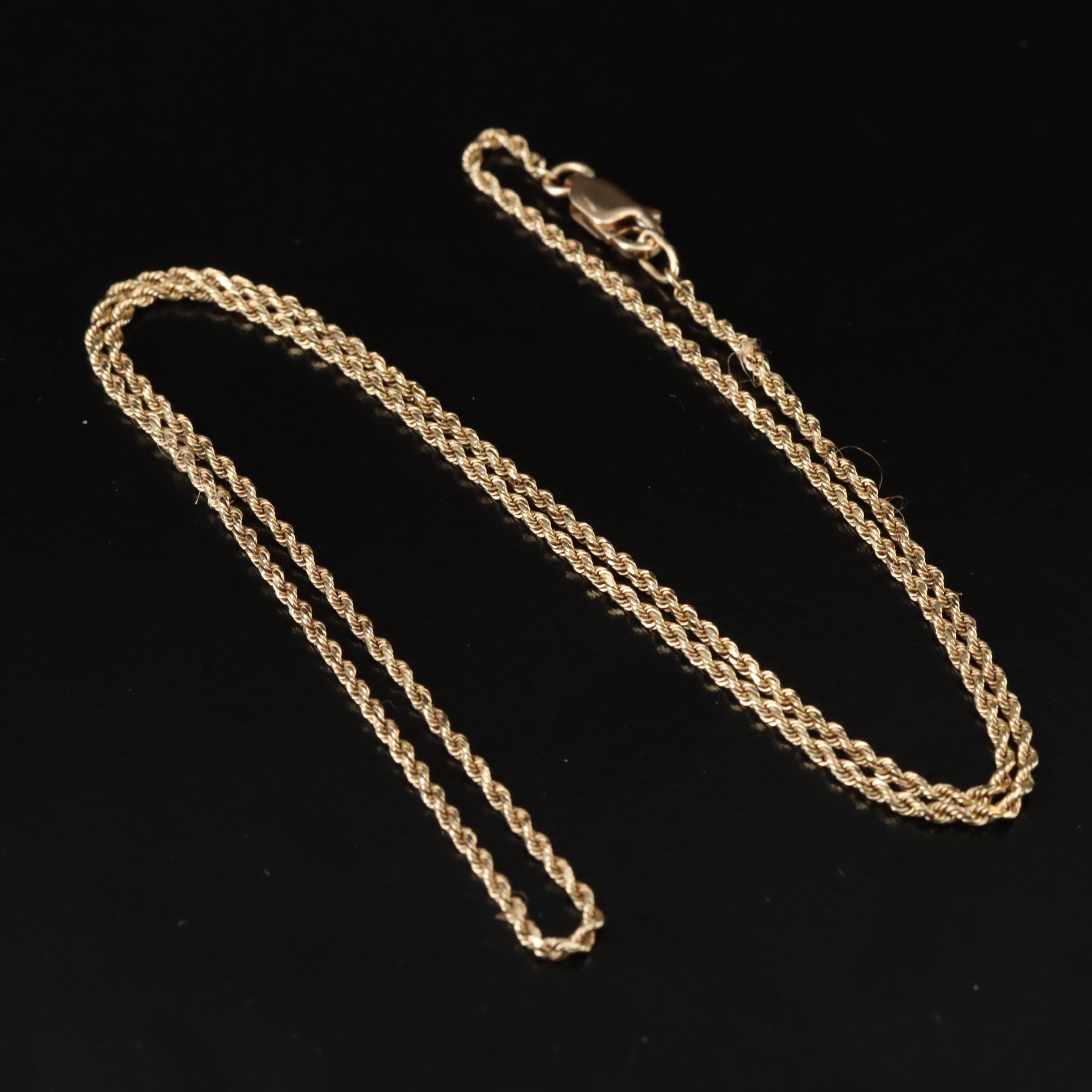 10K Braided Rope Chain Necklace