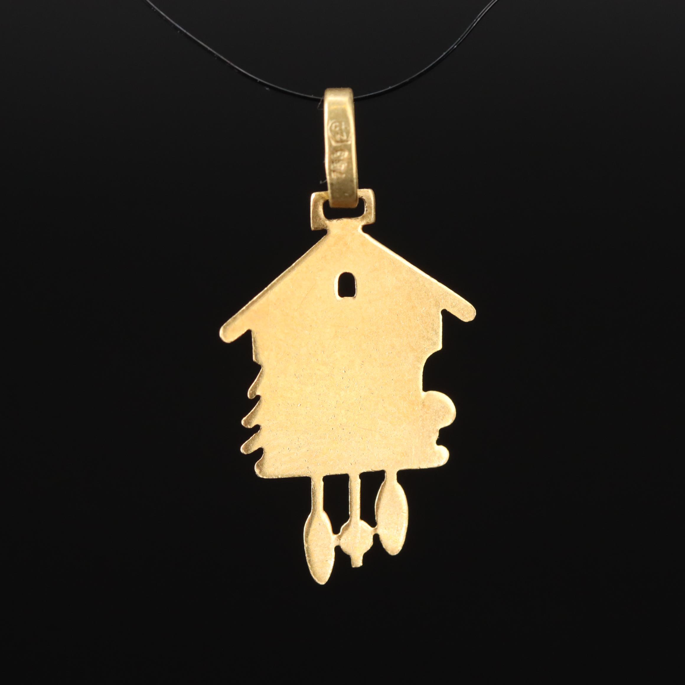 18K Enamel Cuckoo Clock Pendant