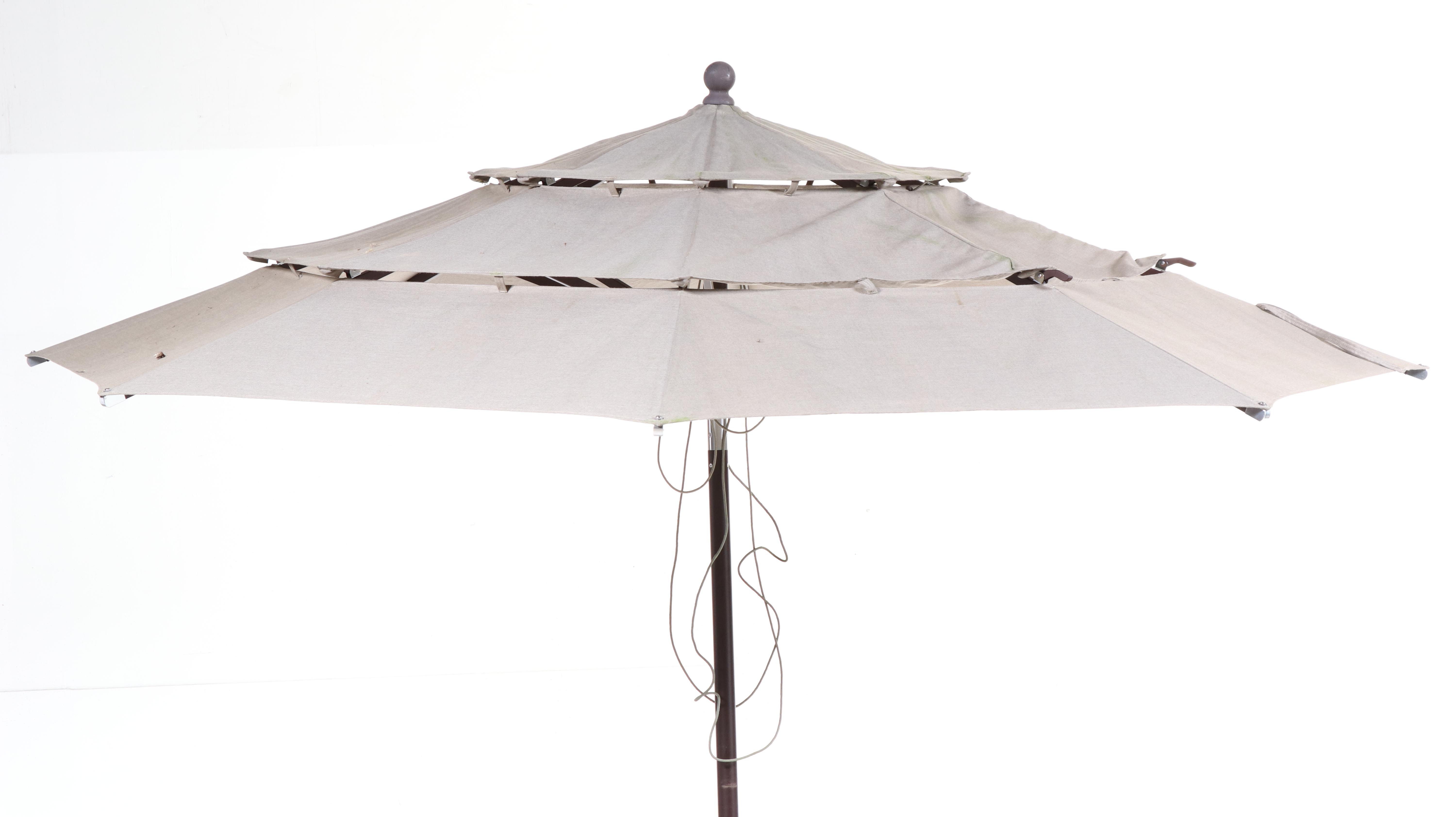 Lifetime Contemporary Patio Picnic Table, Umbrella, and Storage Chest