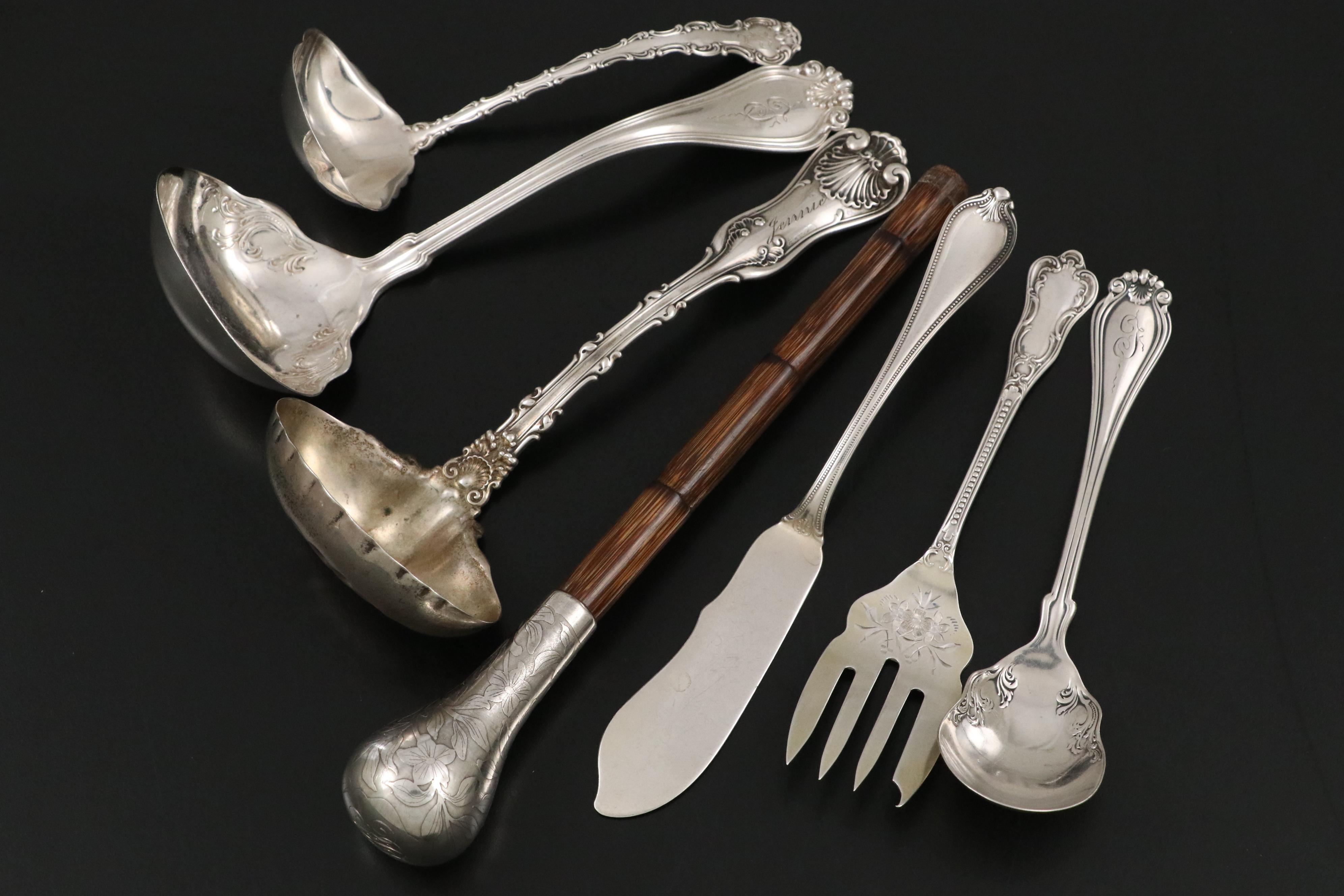 Alvin "Majestic" Sterling Silver Utensils with More Sterling Serving Utensils