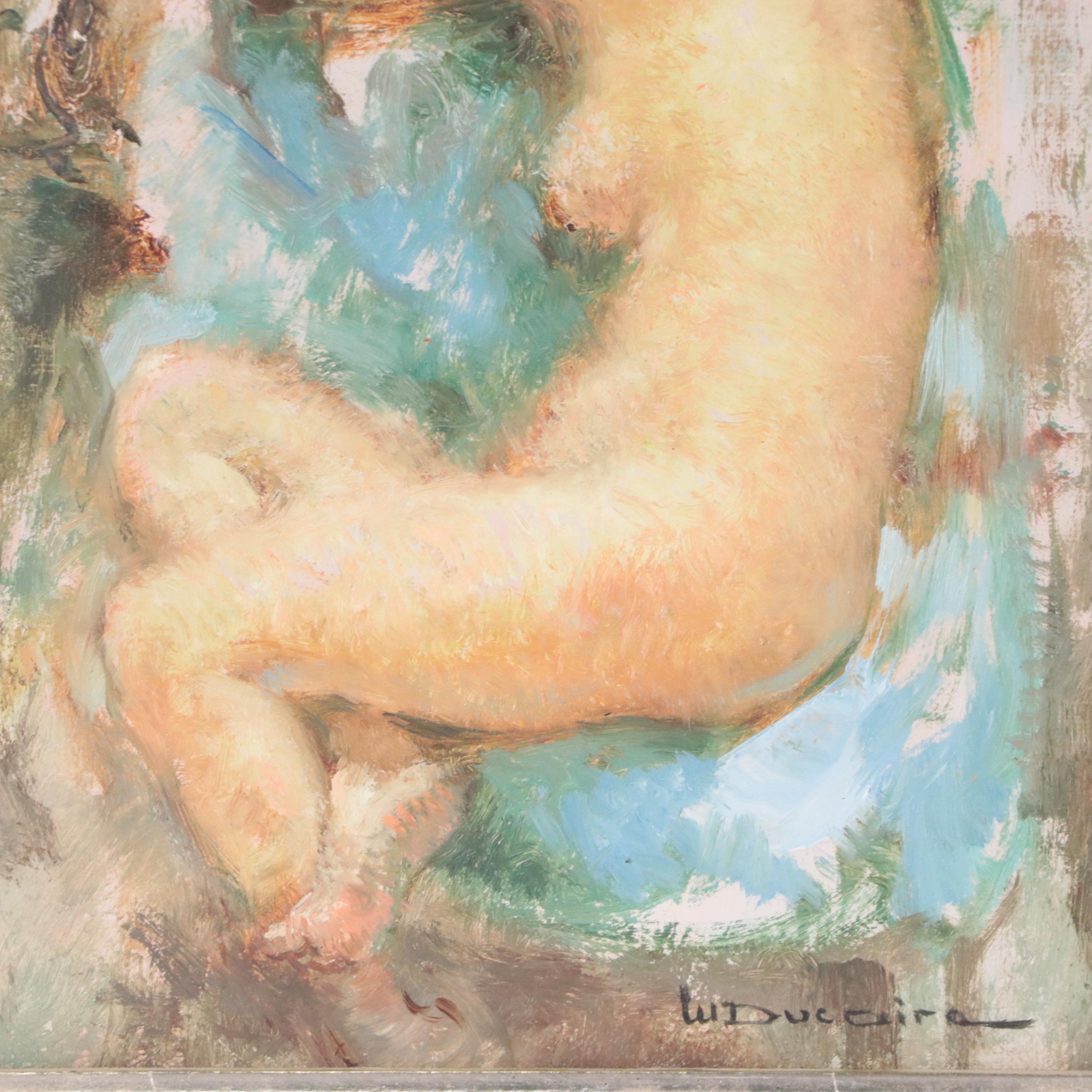 Maryse Ducaire Figurative Oil Painting of Resting Female Nude