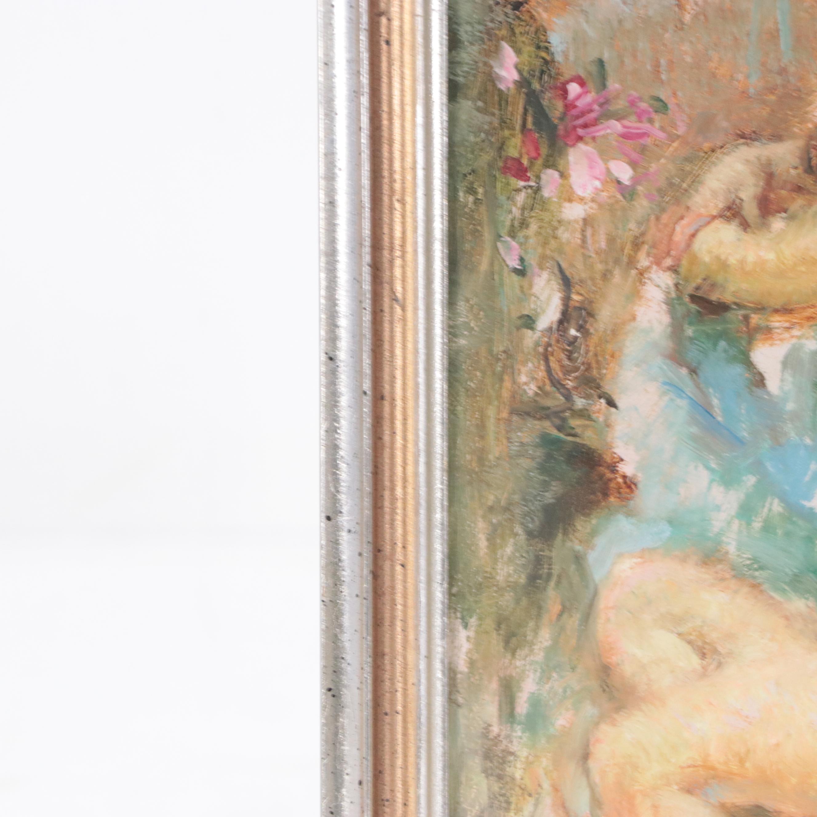 Maryse Ducaire Figurative Oil Painting of Resting Female Nude