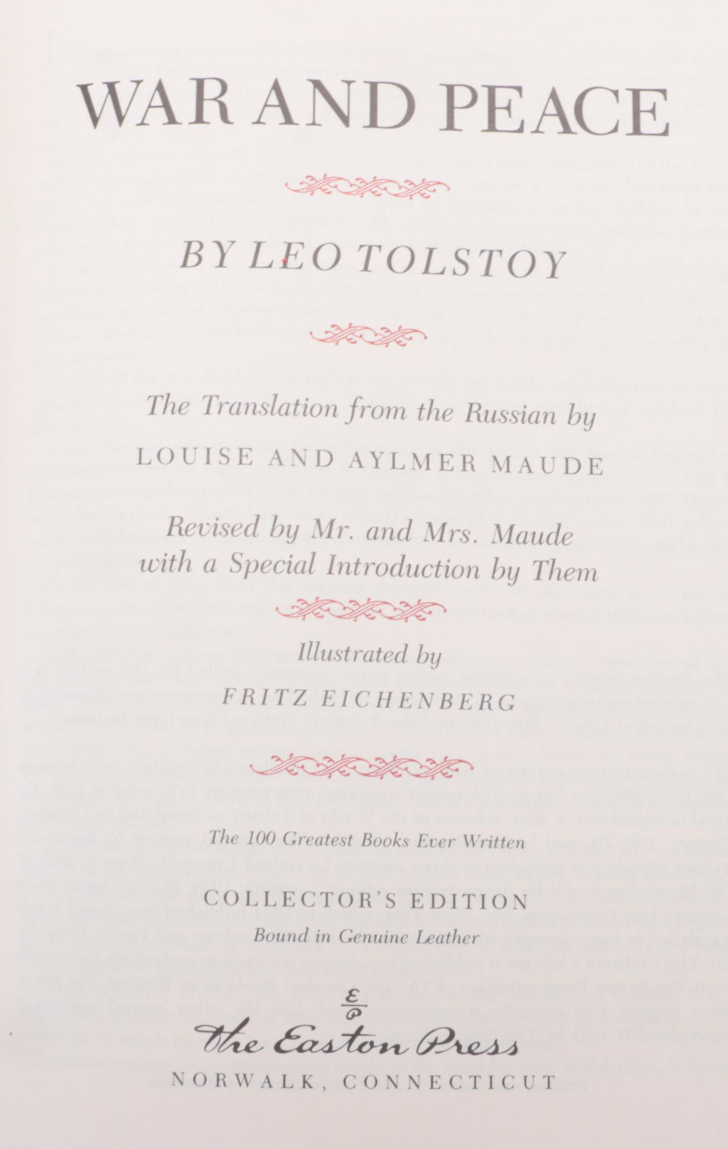 Easton Press "War and Peace," "Heart of Darkness," and More Literary Classics