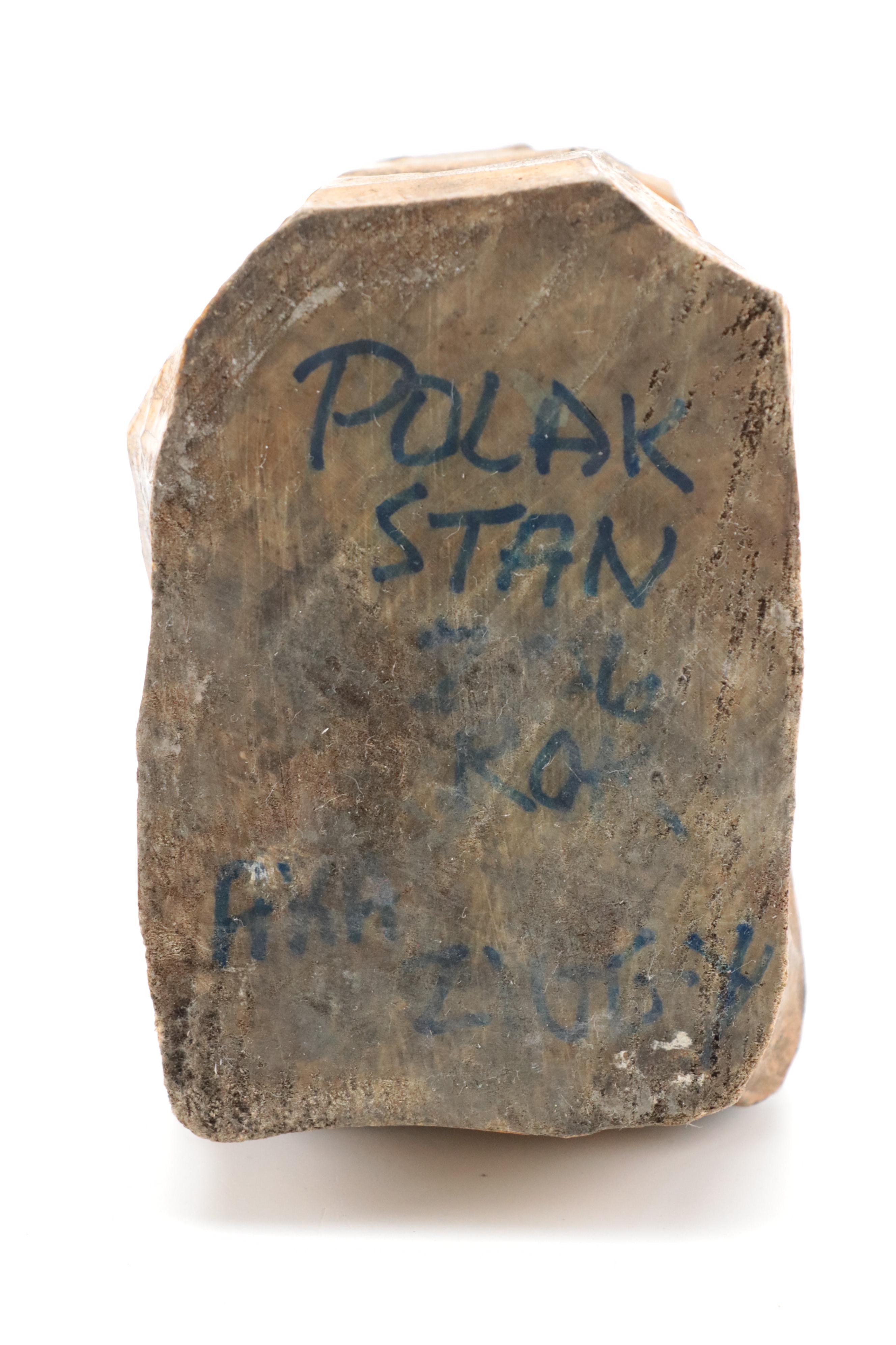 Eastern European Hand-Carved Wooden Pensive Christ Sculpture