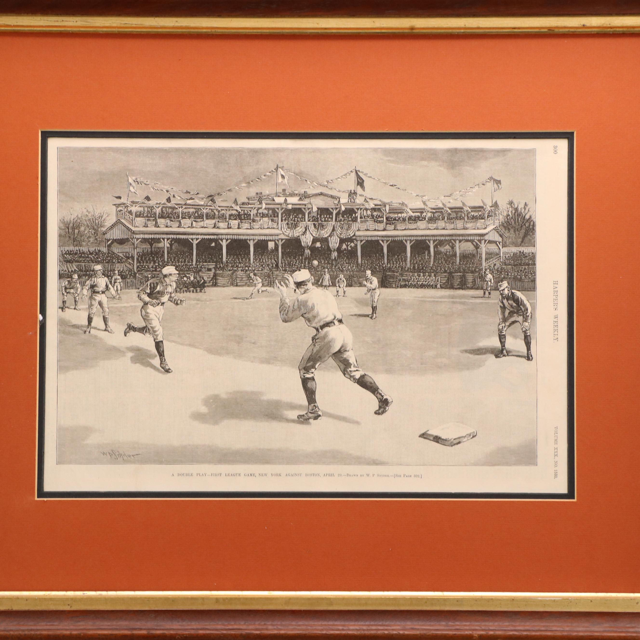Harper's Weekly Baseball-Themed Wood Engravings, Late 19th Century