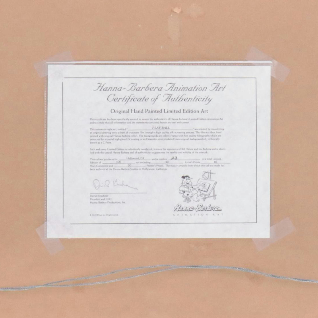 Bill Hanna and Joe Barbera Signed Sericel "Play Ball," 1991