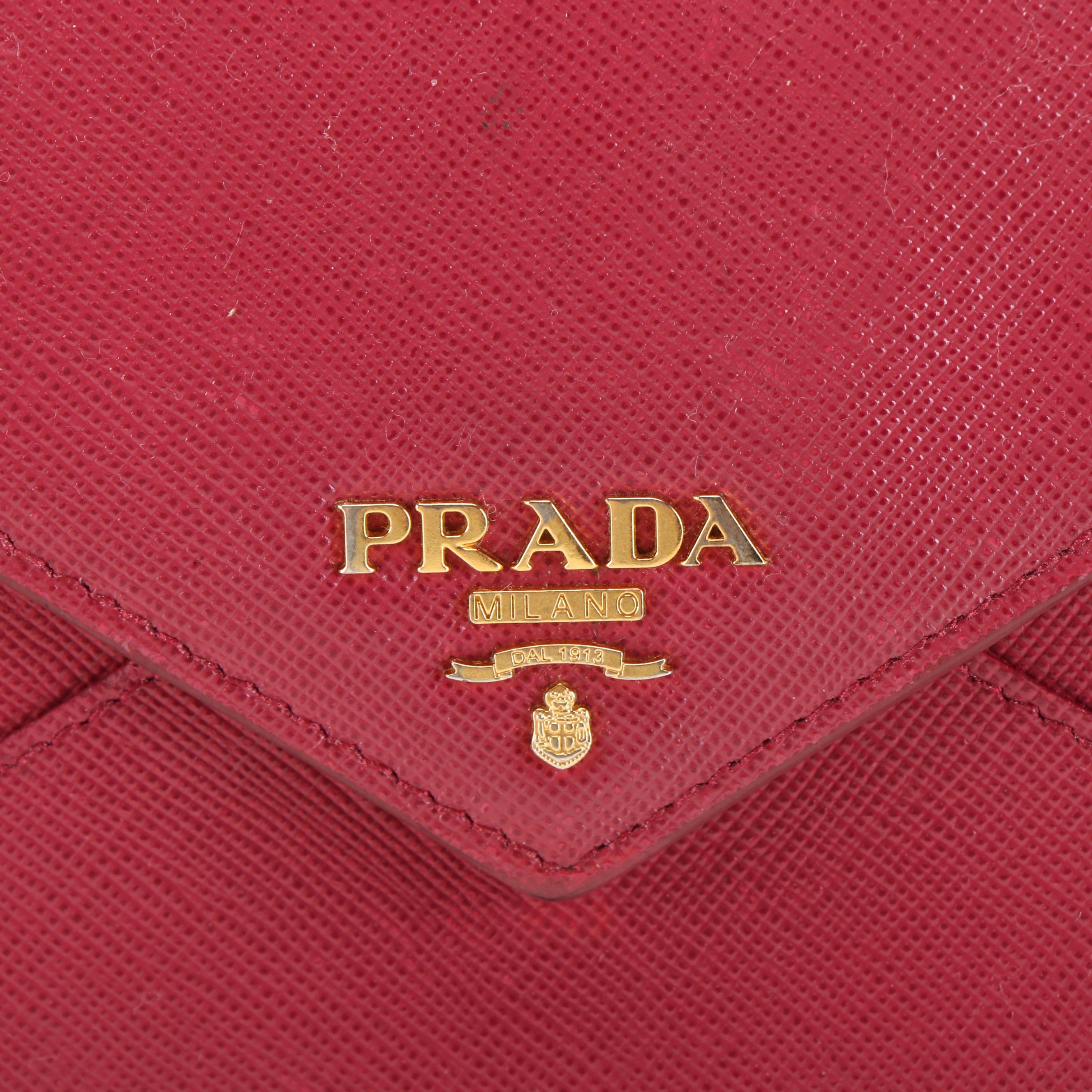 Prada Envelope Wallet in Burgundy Saffiano Lux Leather