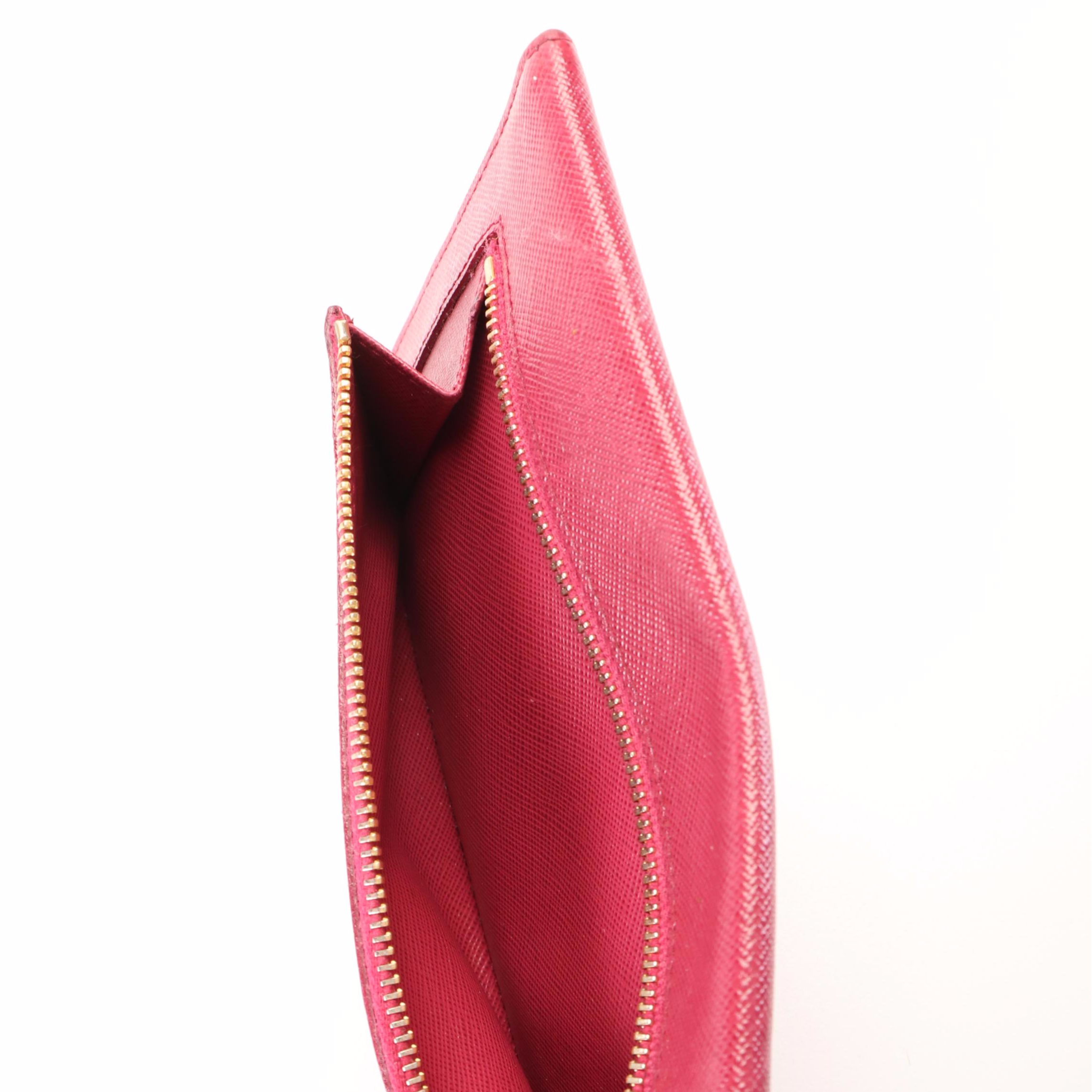 Prada Envelope Wallet in Burgundy Saffiano Lux Leather