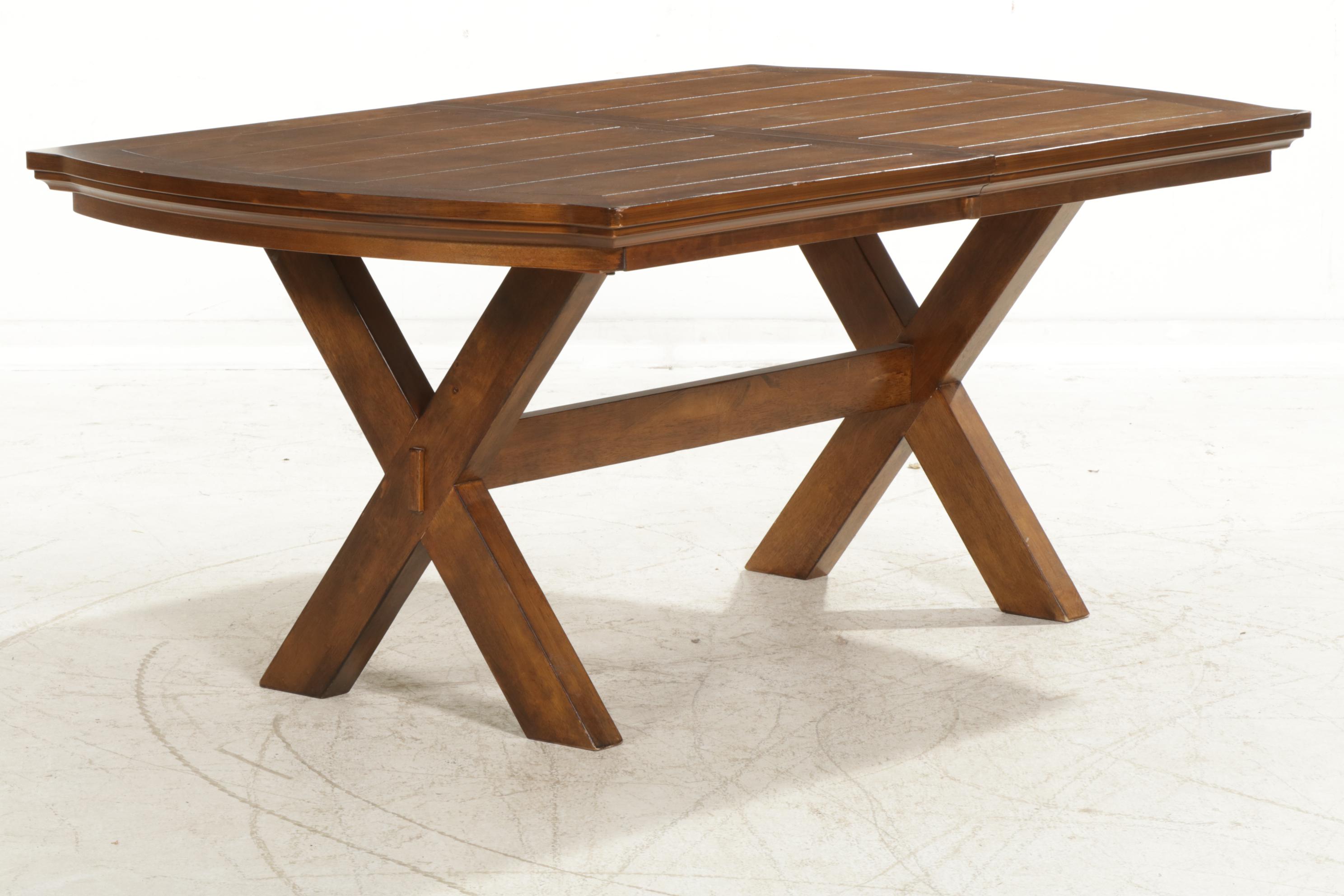 Ashley "Burkesville" Extension Trestle Dining Table Set Plus Parsons Chairs