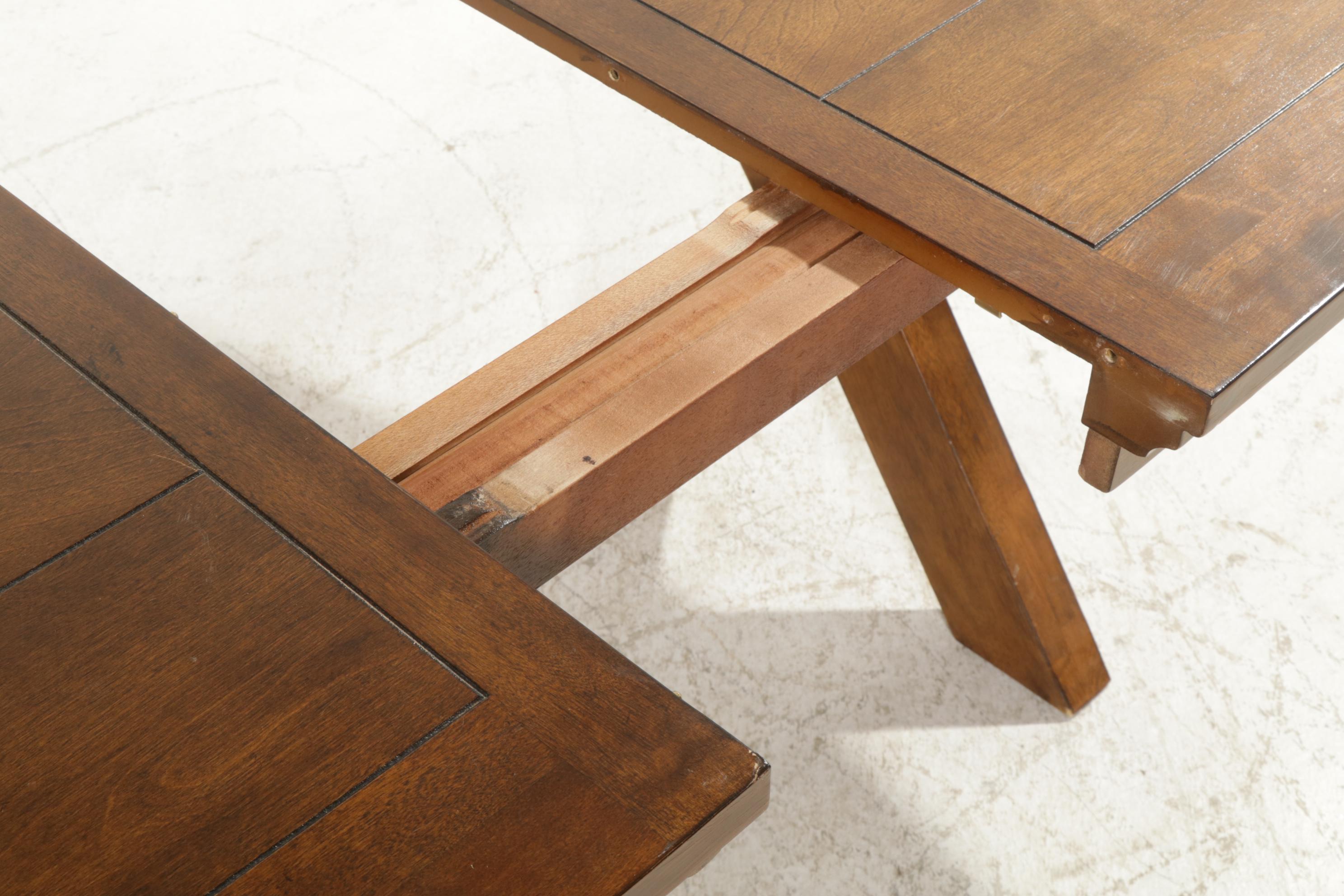 Ashley "Burkesville" Extension Trestle Dining Table Set Plus Parsons Chairs