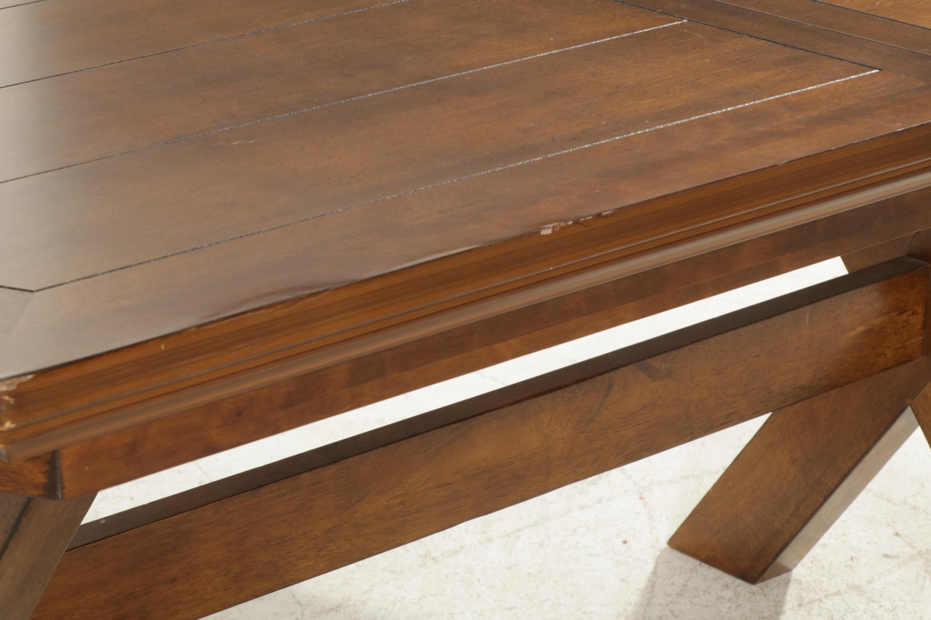 Ashley "Burkesville" Extension Trestle Dining Table Set Plus Parsons Chairs