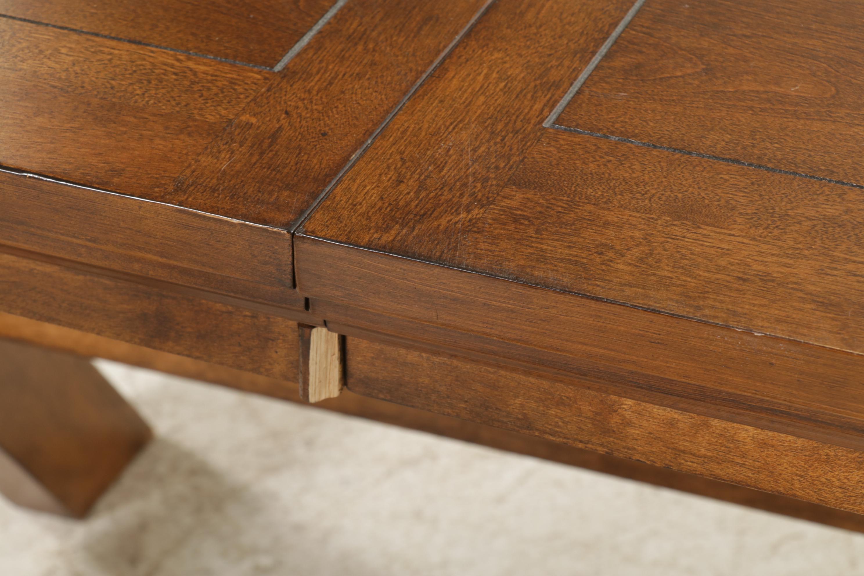 Ashley "Burkesville" Extension Trestle Dining Table Set Plus Parsons Chairs