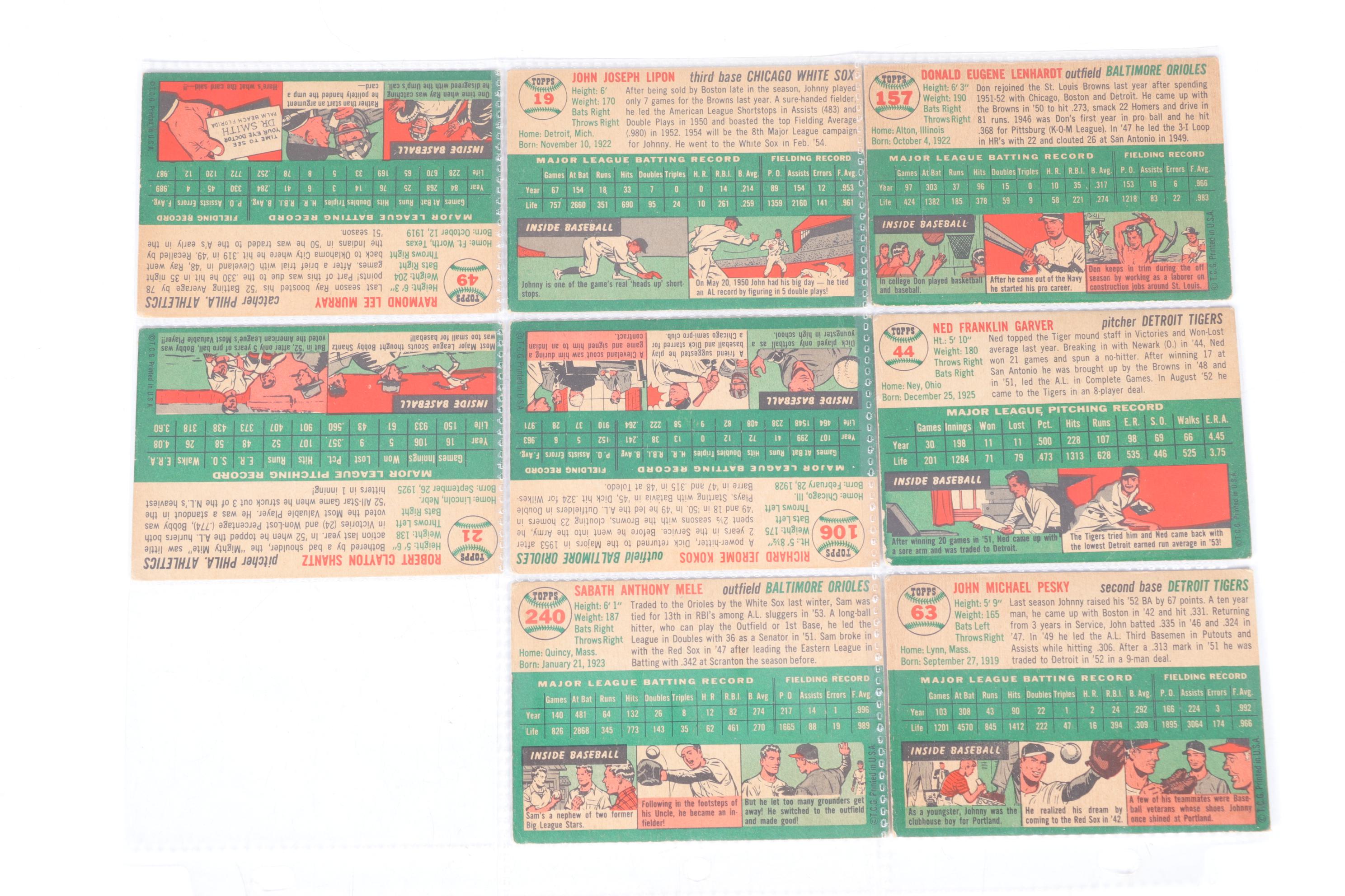 Topps 1954 and 1955 Baseball Trading Cards