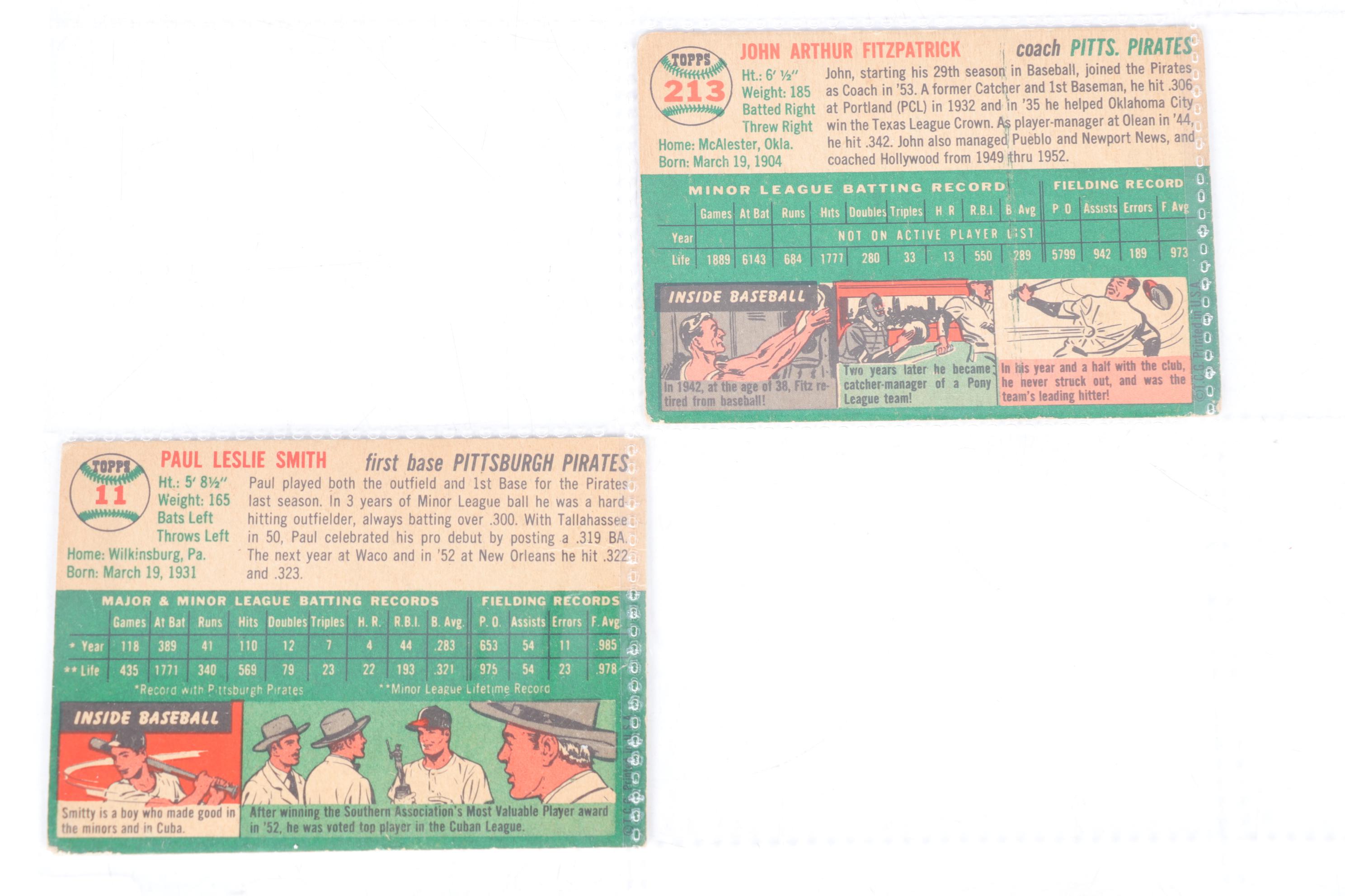 Topps 1954 and 1955 Baseball Trading Cards