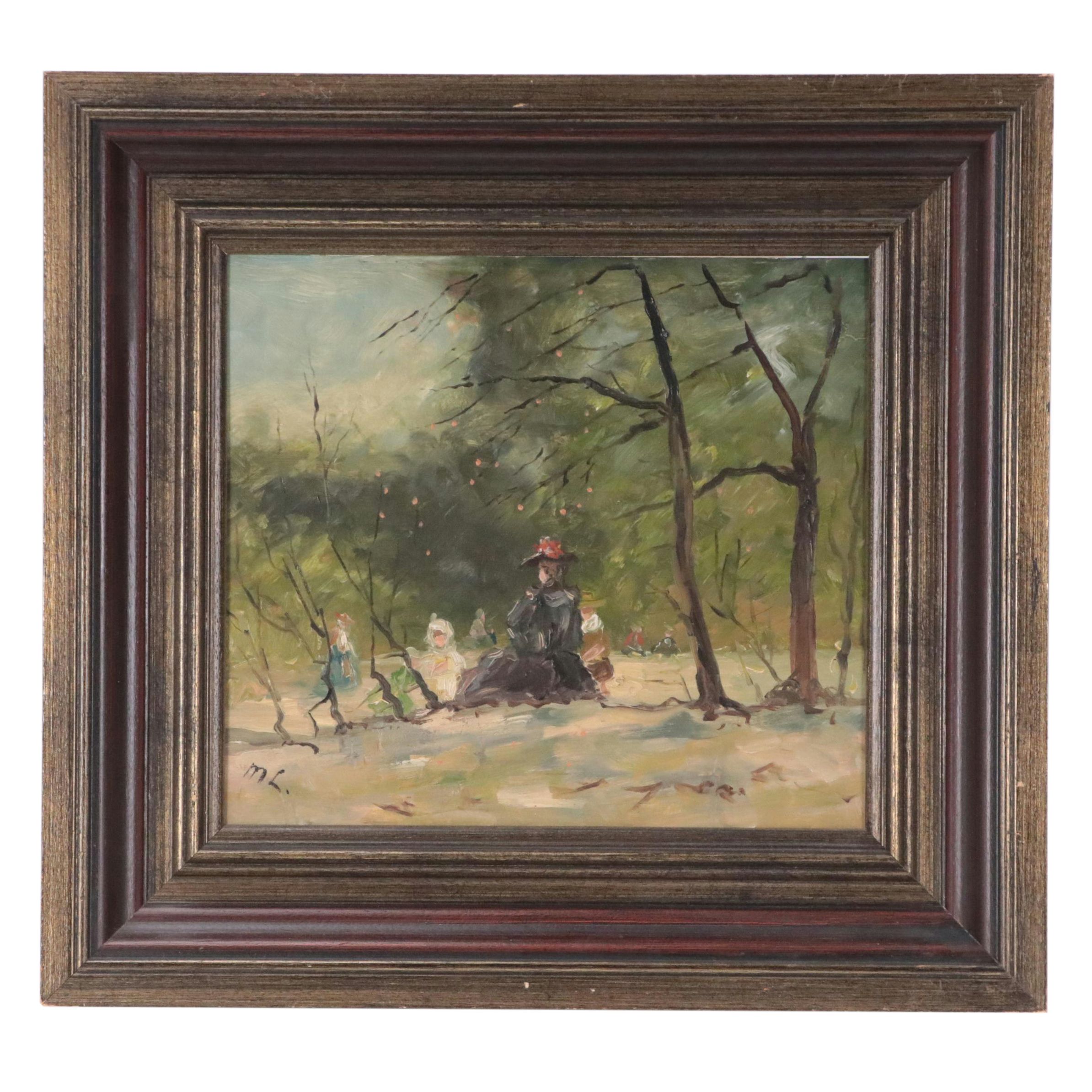 Mikhail Fyodorovich Larionov Oil Painting of Woman With Children in Park