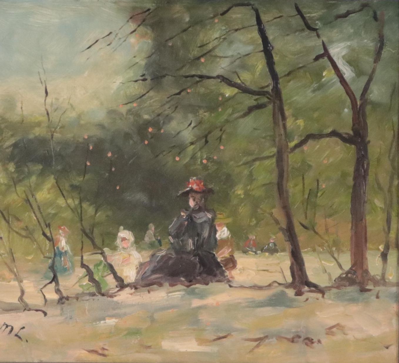 Mikhail Fyodorovich Larionov Oil Painting of Woman With Children in Park