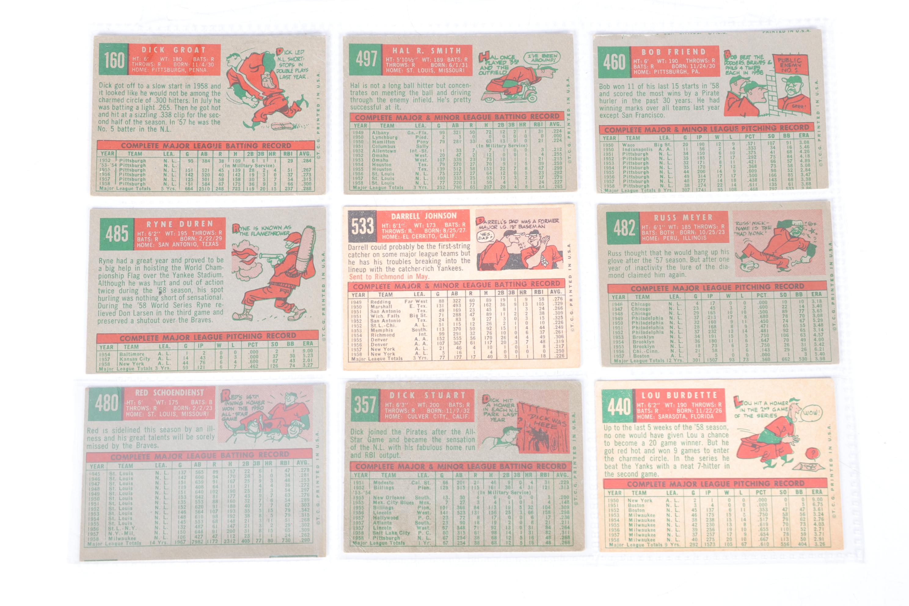 Fifty-Three Topps 1959 Baseball Cards