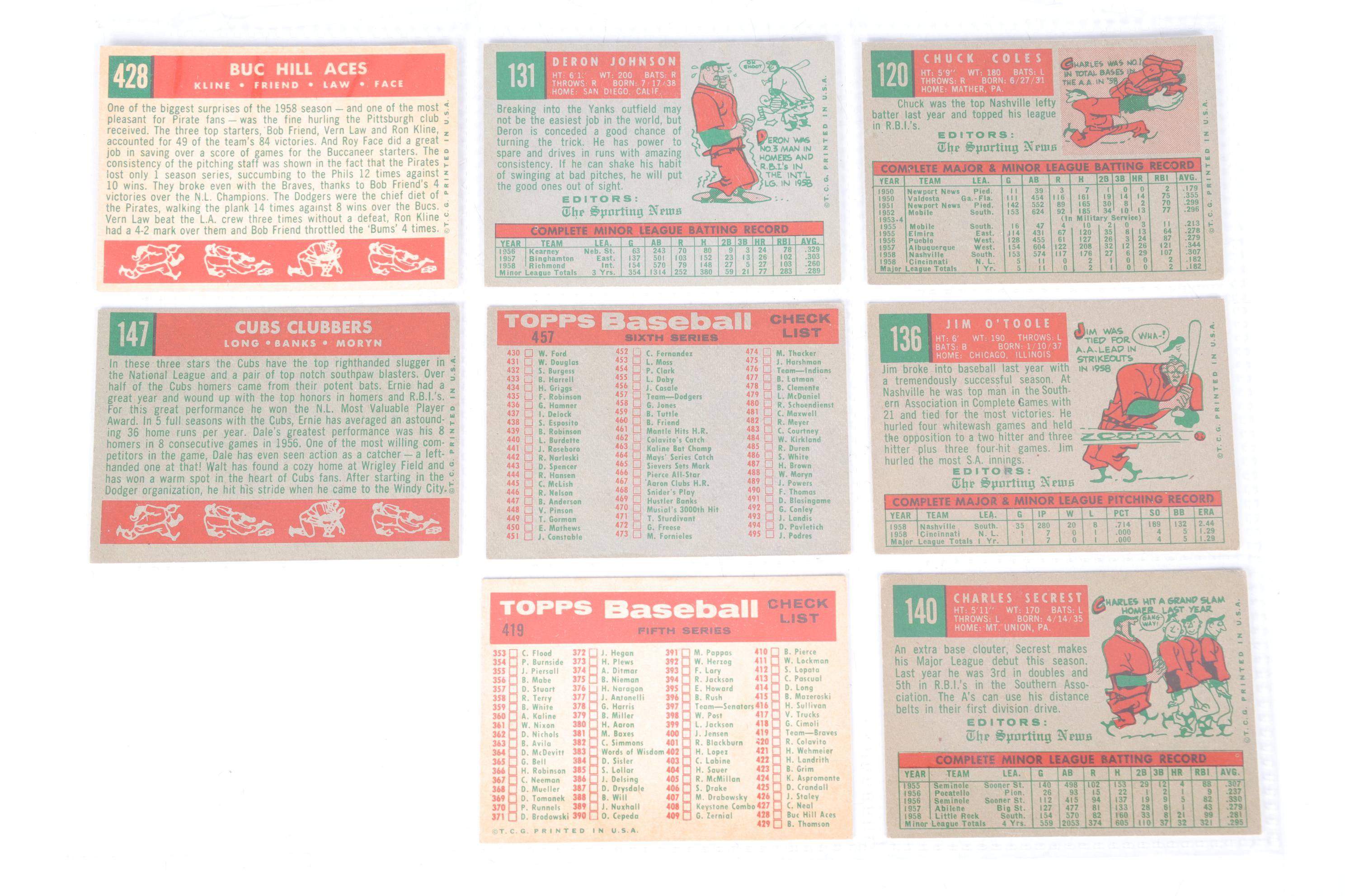 Fifty-Three Topps 1959 Baseball Cards