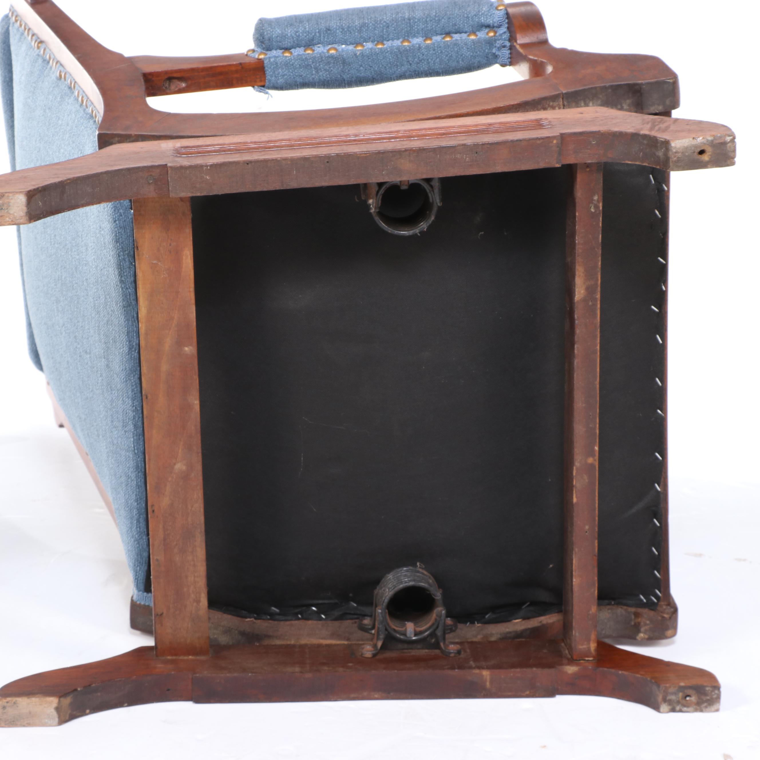 Victorian Walnut and Custom-Upholstered Platform Rocker, Late 19th Century