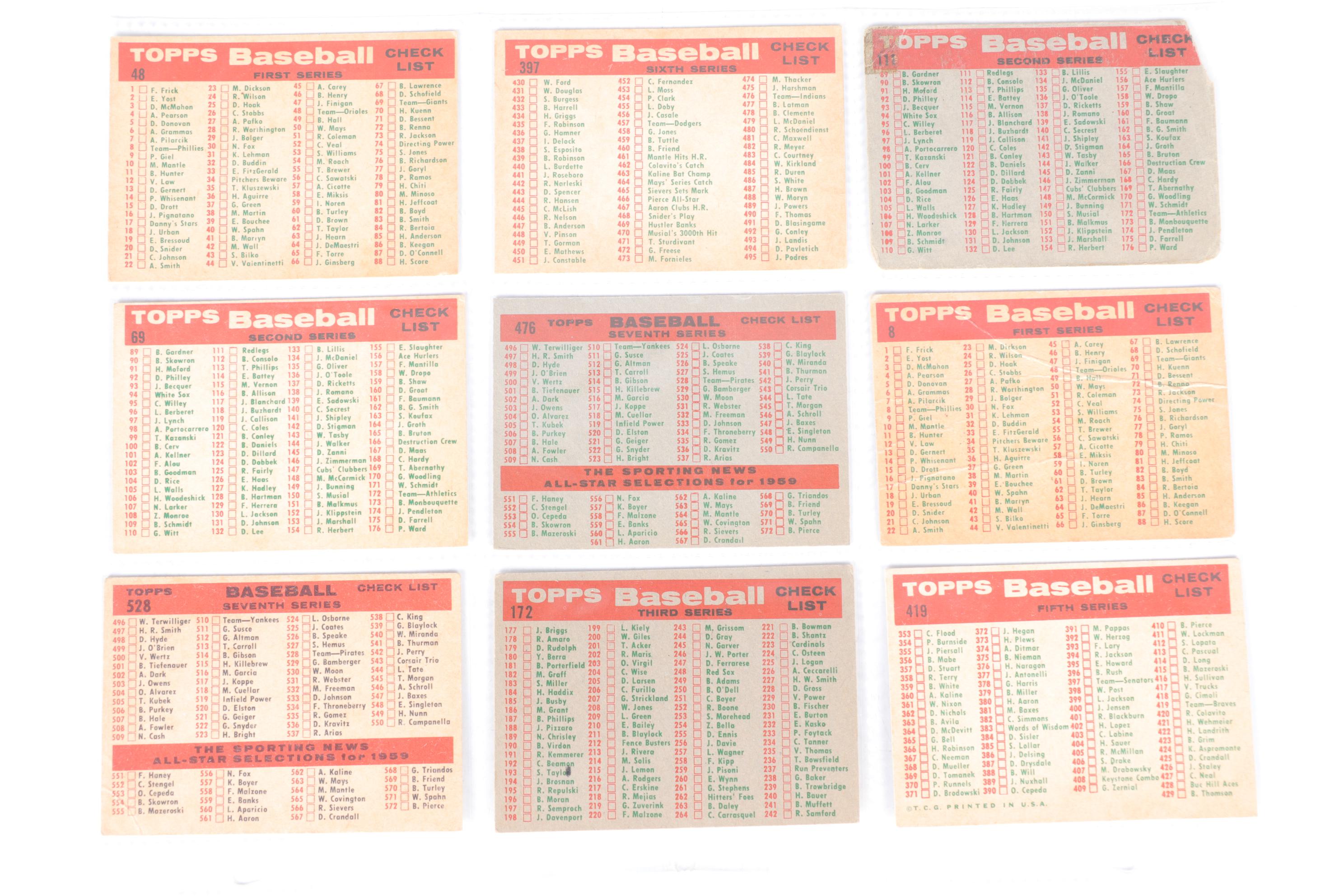 Fifty-One Topps 1959 Baseball Cards