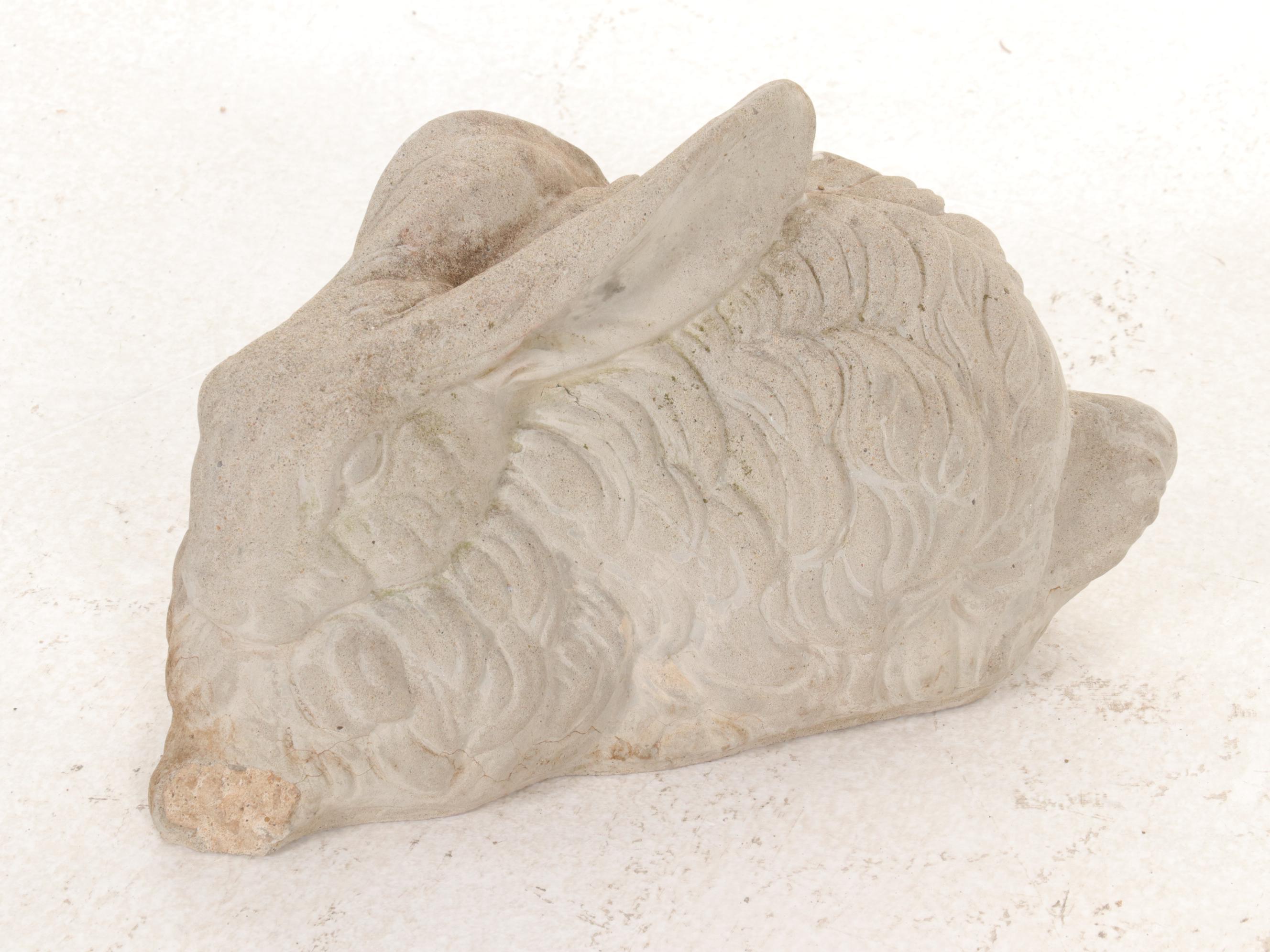 Two Cast Concrete Rabbit Garden Sculptures