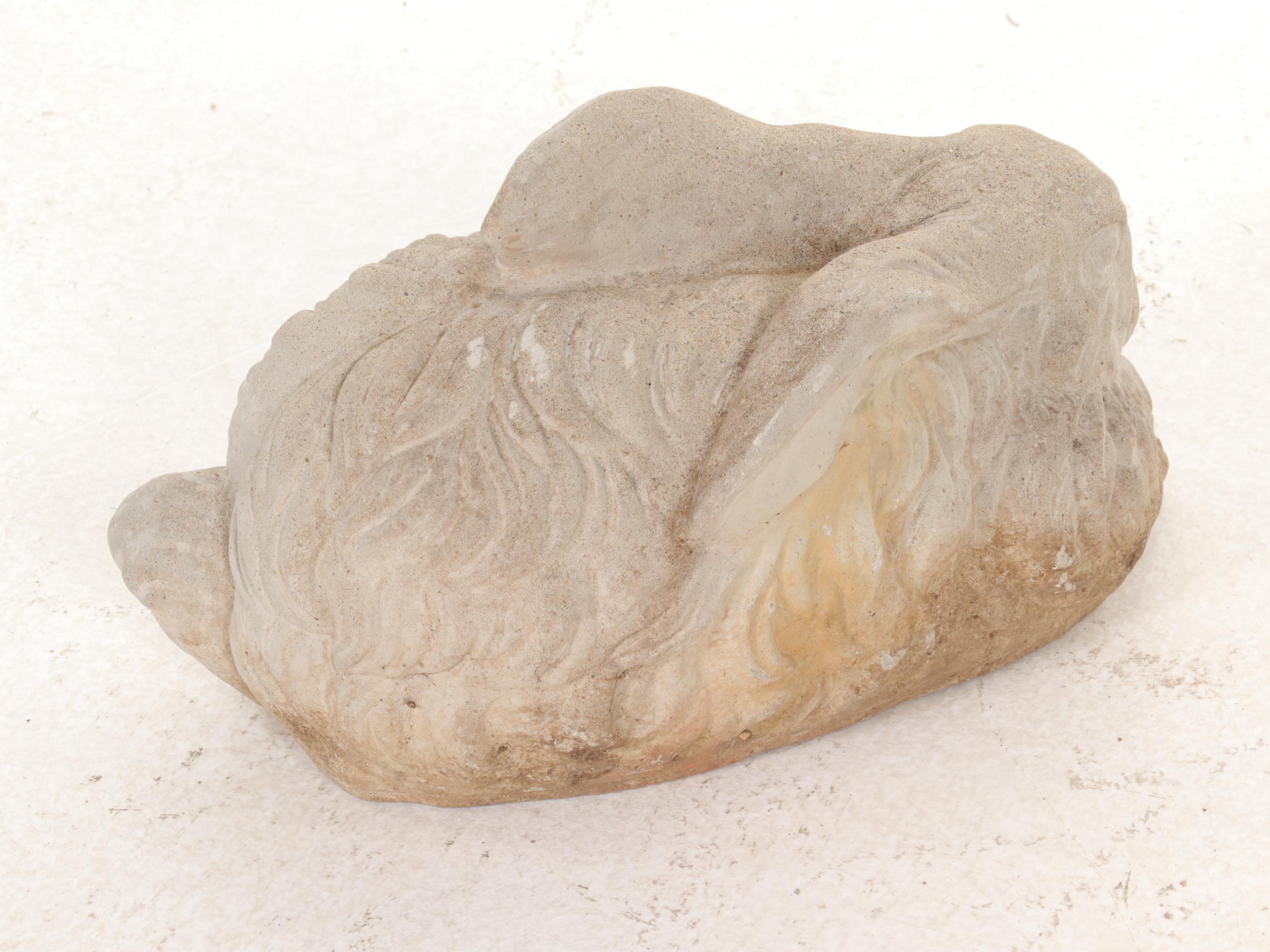 Two Cast Concrete Rabbit Garden Sculptures