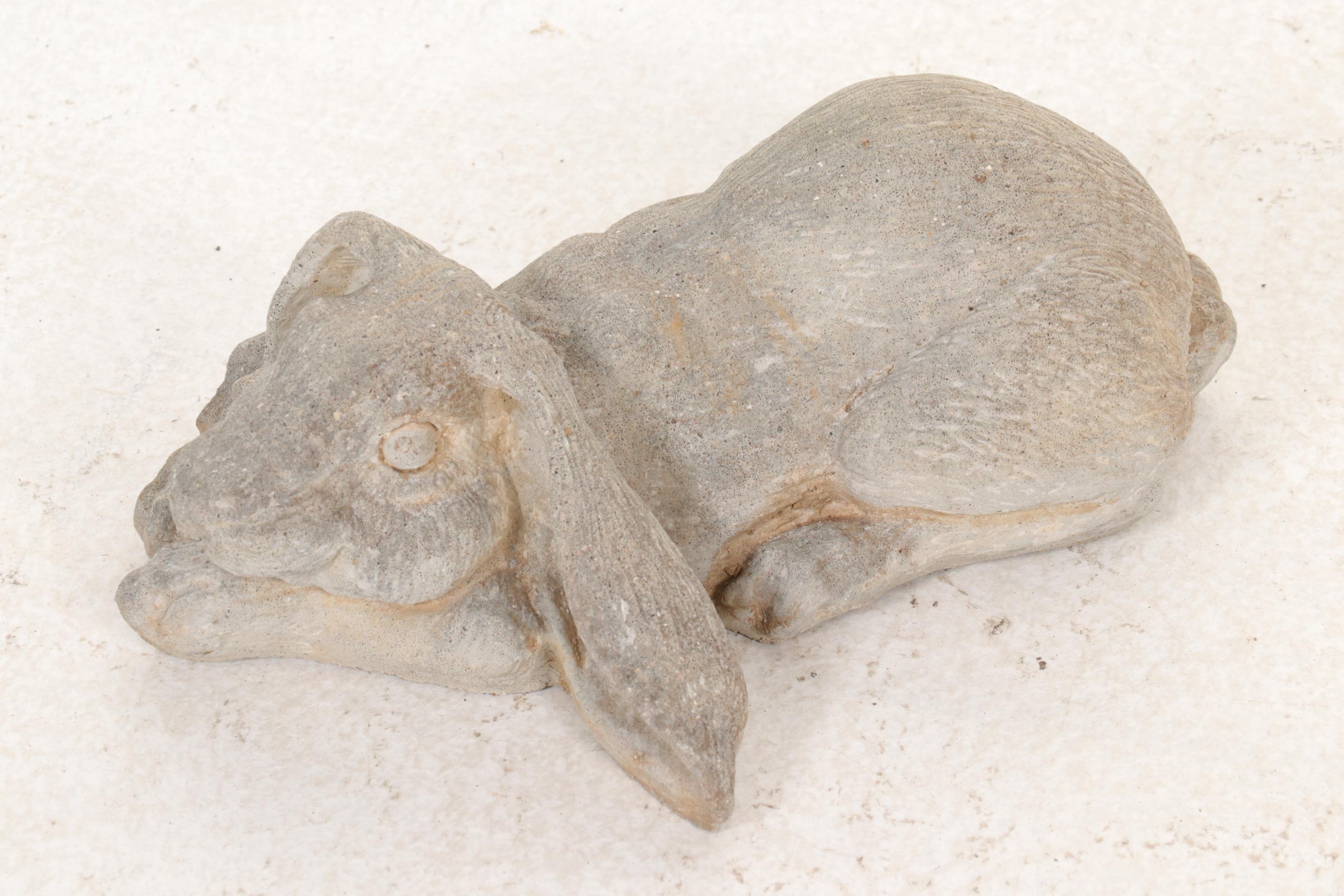 Two Cast Concrete Rabbit Garden Sculptures