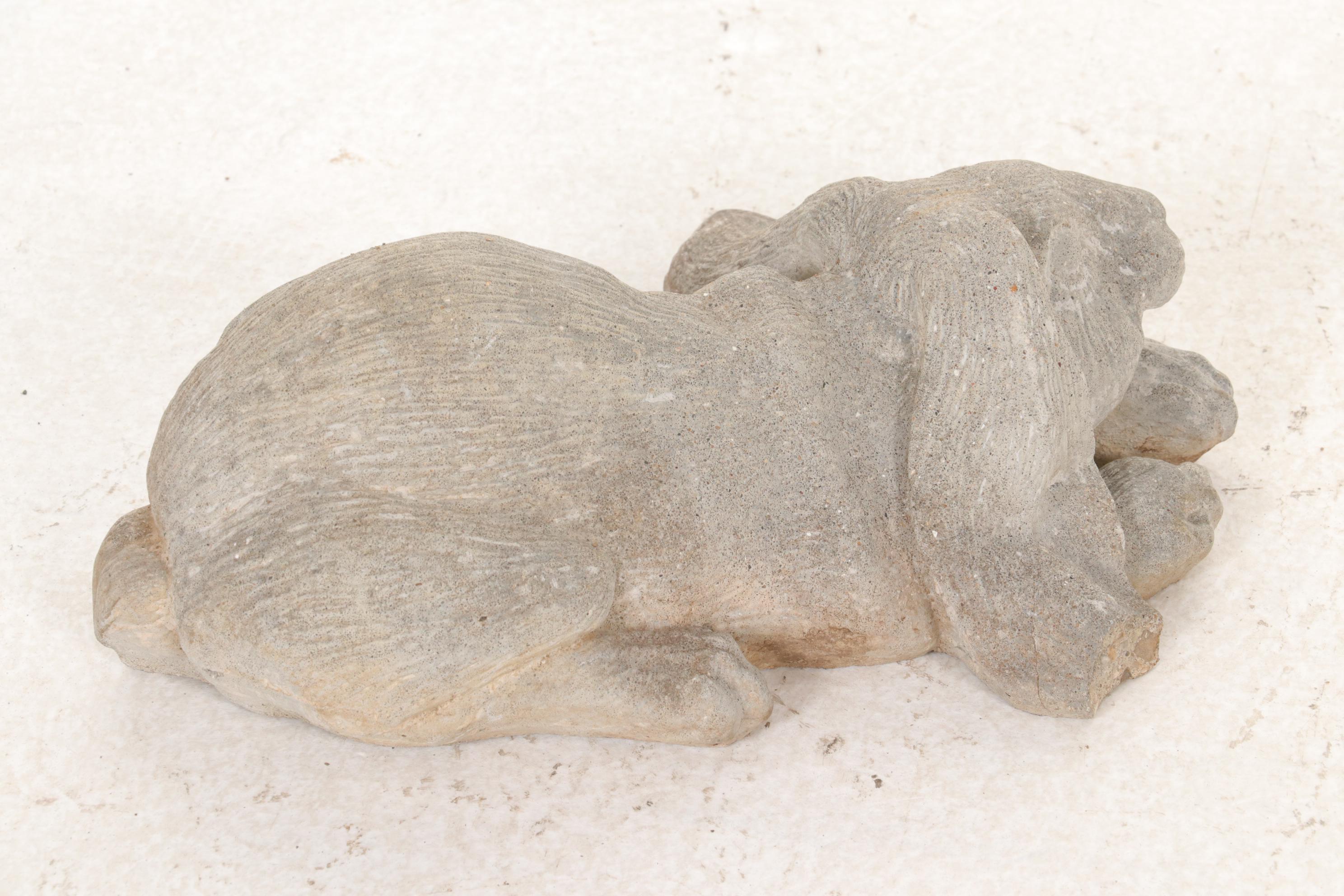 Two Cast Concrete Rabbit Garden Sculptures