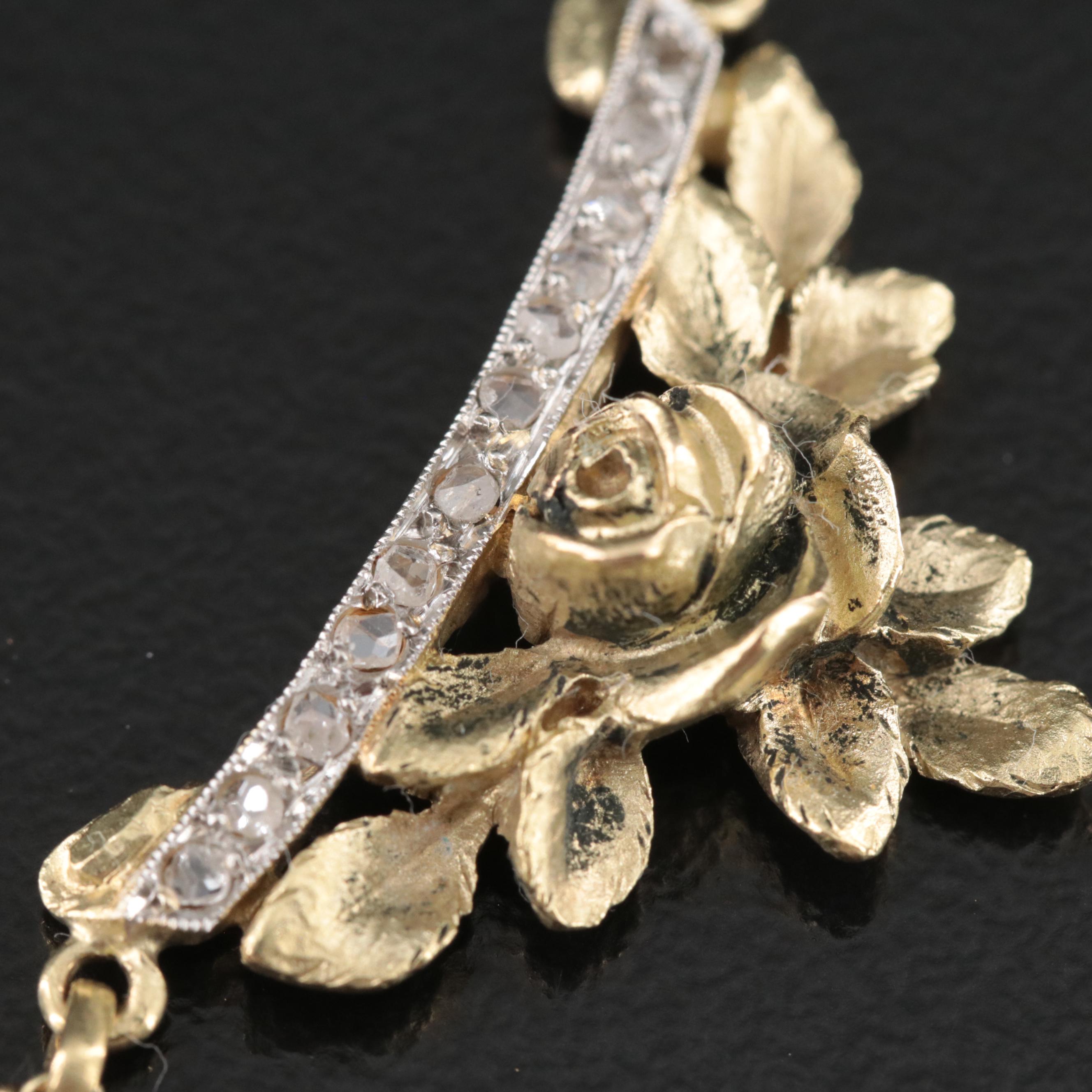 French Belle Époque 18K Diamond and Pearl Garland Necklace, Antique