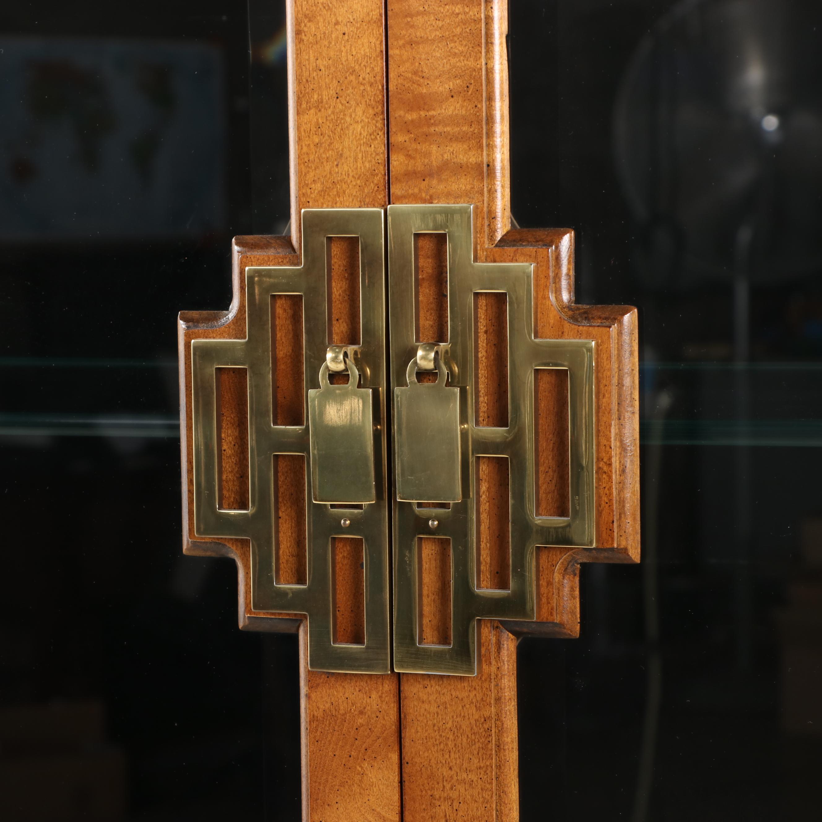 Century Furniture Chinese Style Elm and Parcel-Ebonized China Cabinet