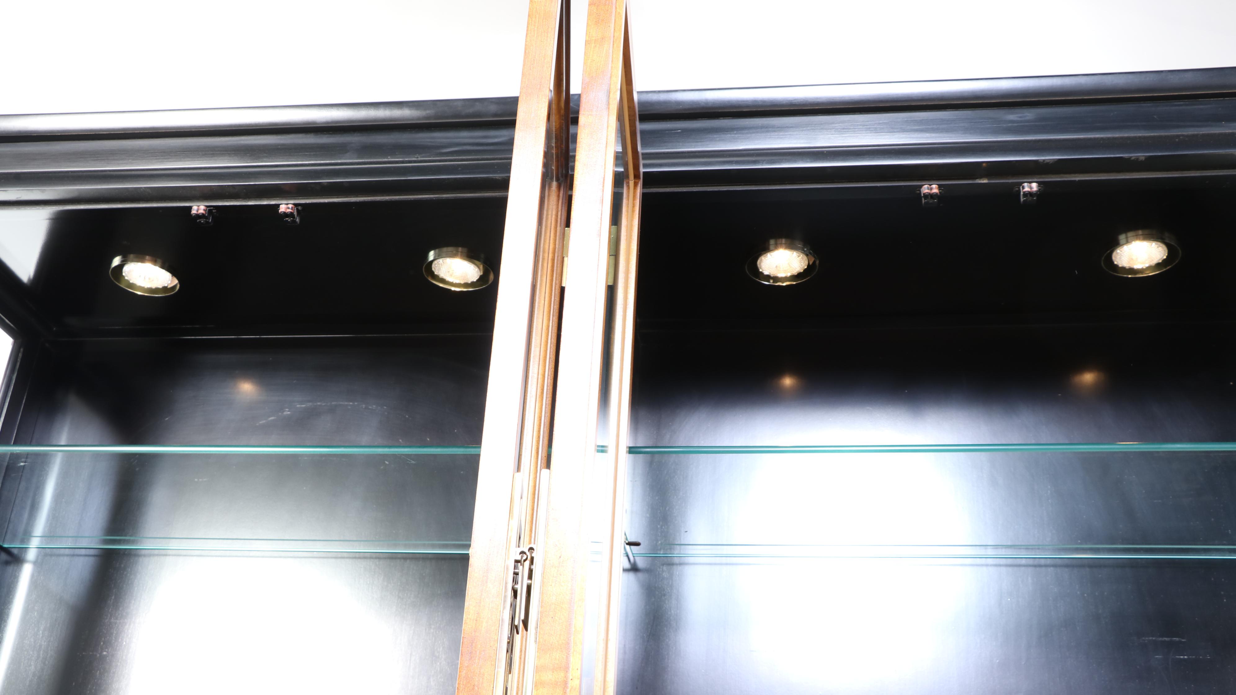 Century Furniture Chinese Style Elm and Parcel-Ebonized China Cabinet