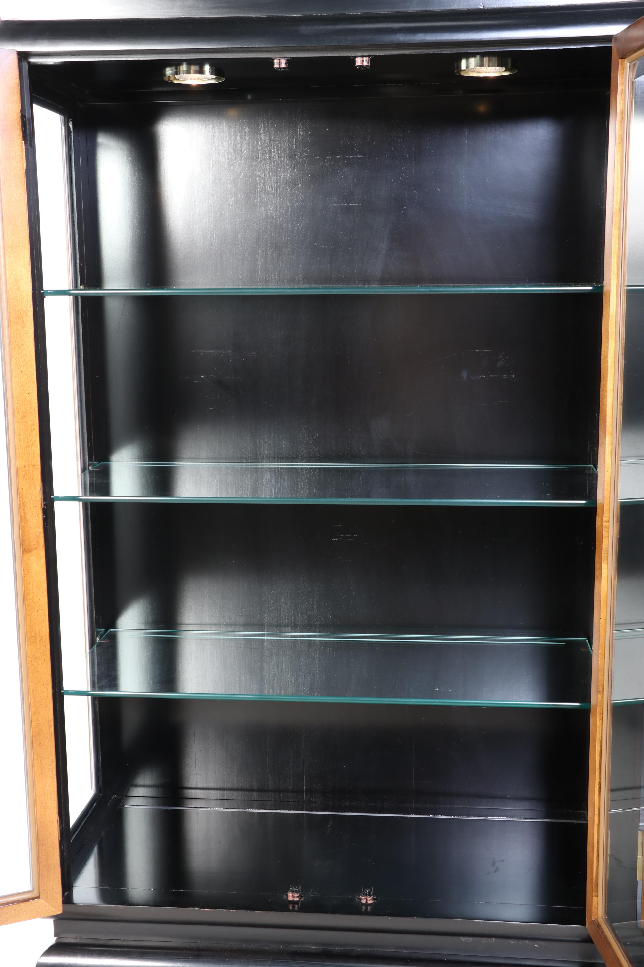 Century Furniture Chinese Style Elm and Parcel-Ebonized China Cabinet