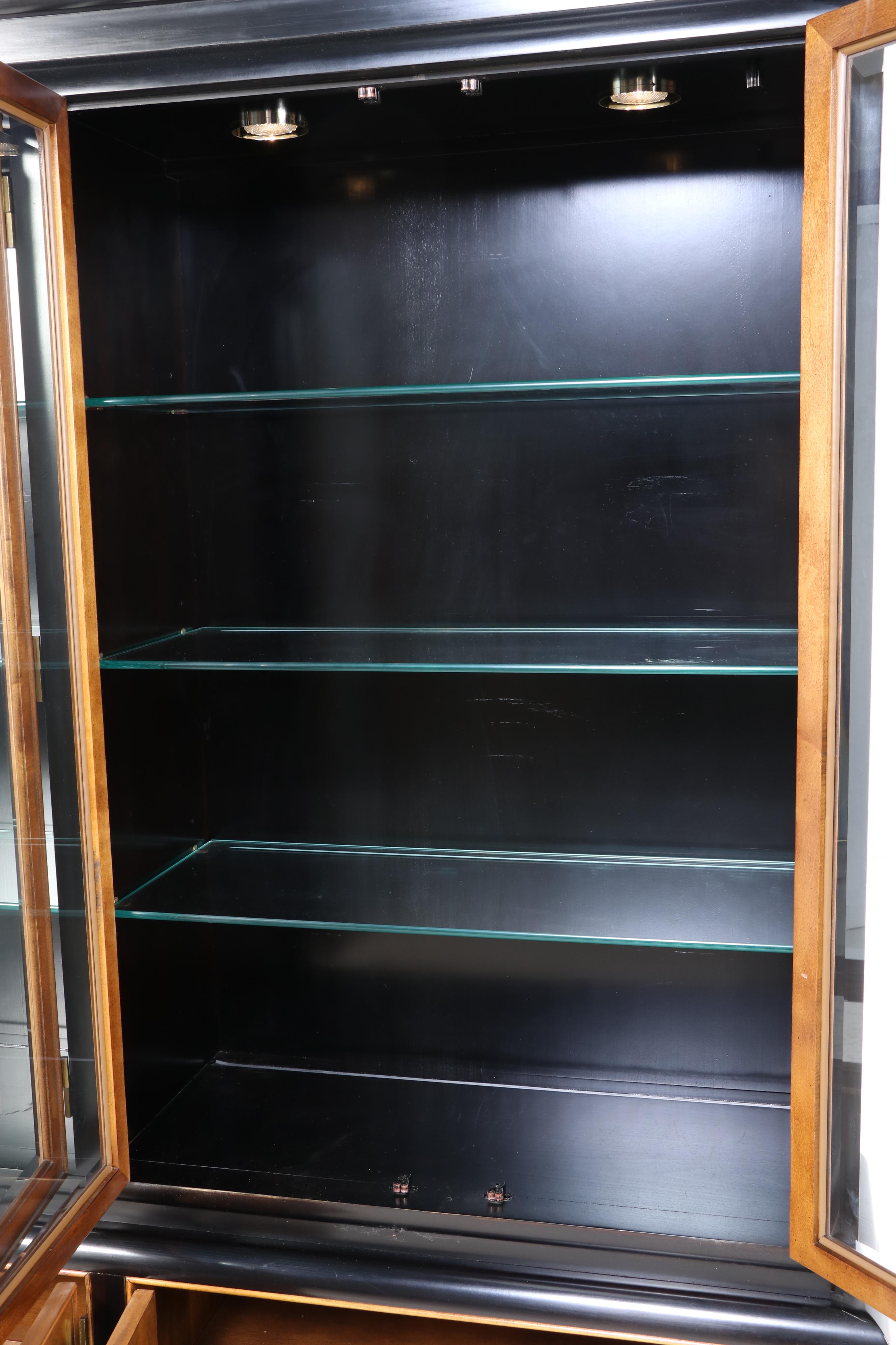 Century Furniture Chinese Style Elm and Parcel-Ebonized China Cabinet