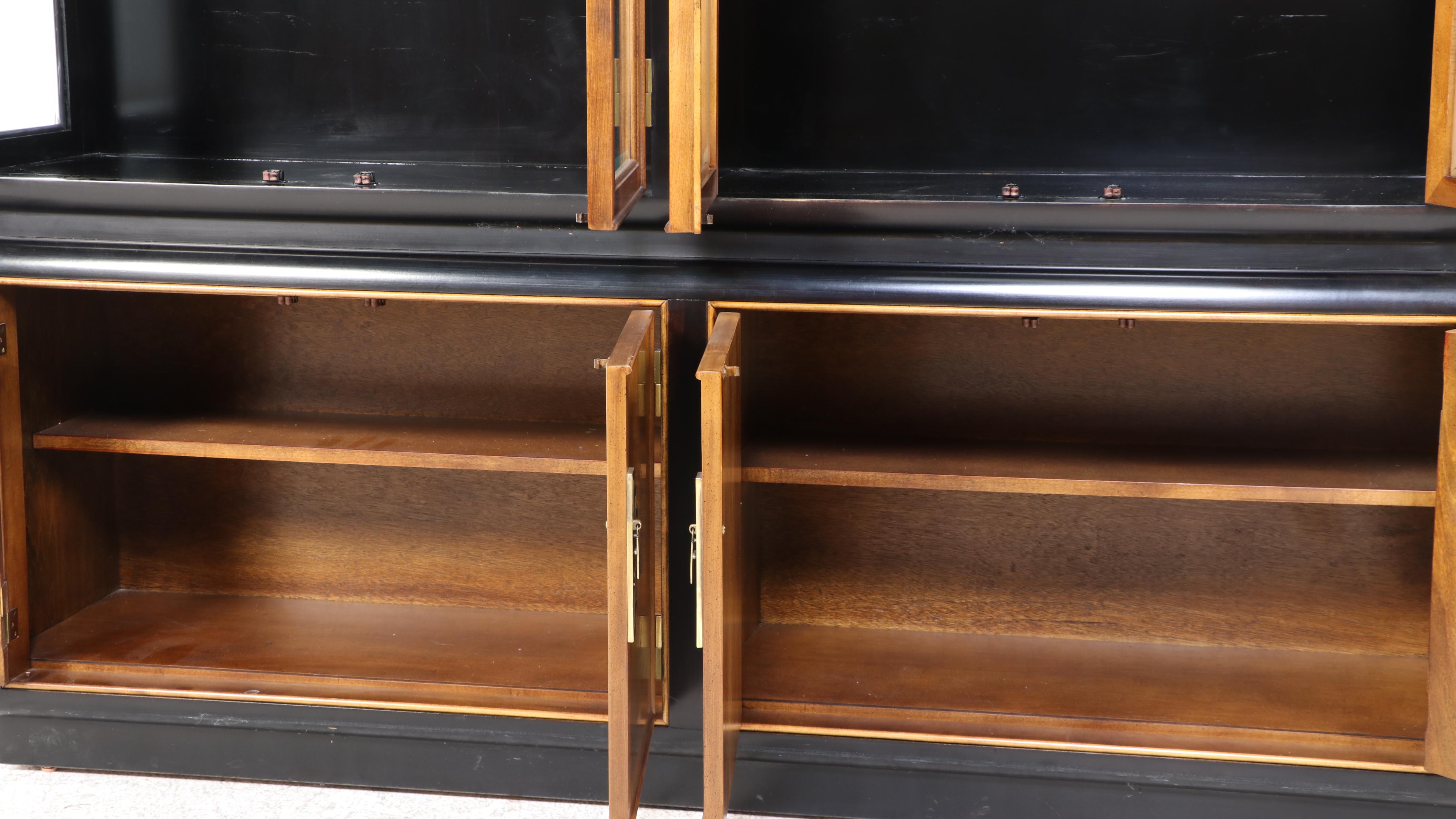 Century Furniture Chinese Style Elm and Parcel-Ebonized China Cabinet