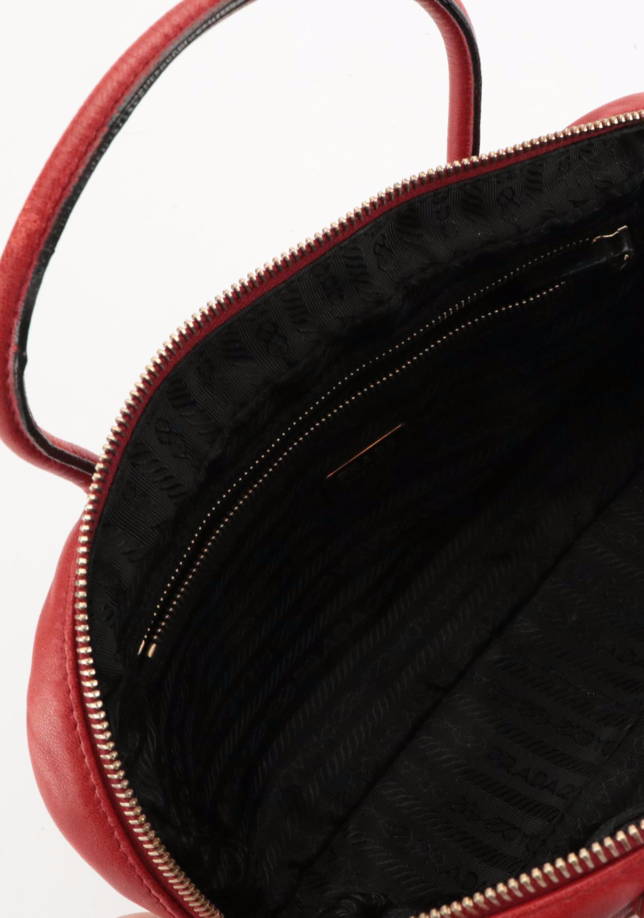 Prada Top Handle Grommet Bag in Red Leather