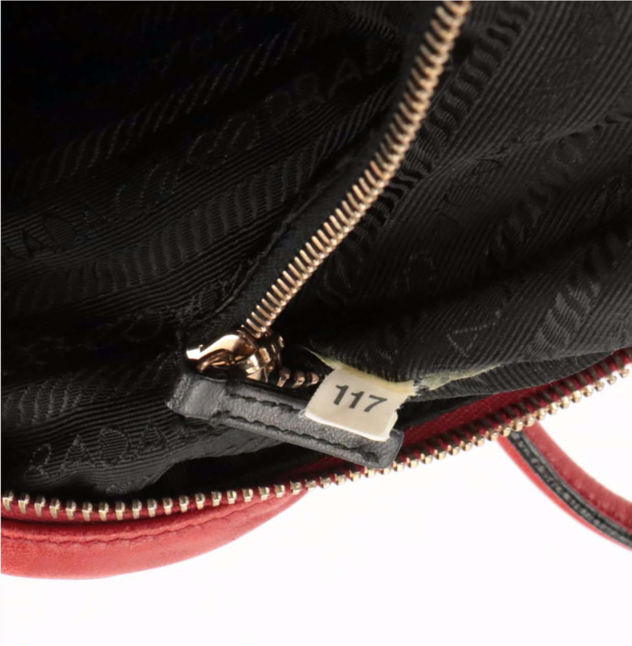 Prada Top Handle Grommet Bag in Red Leather