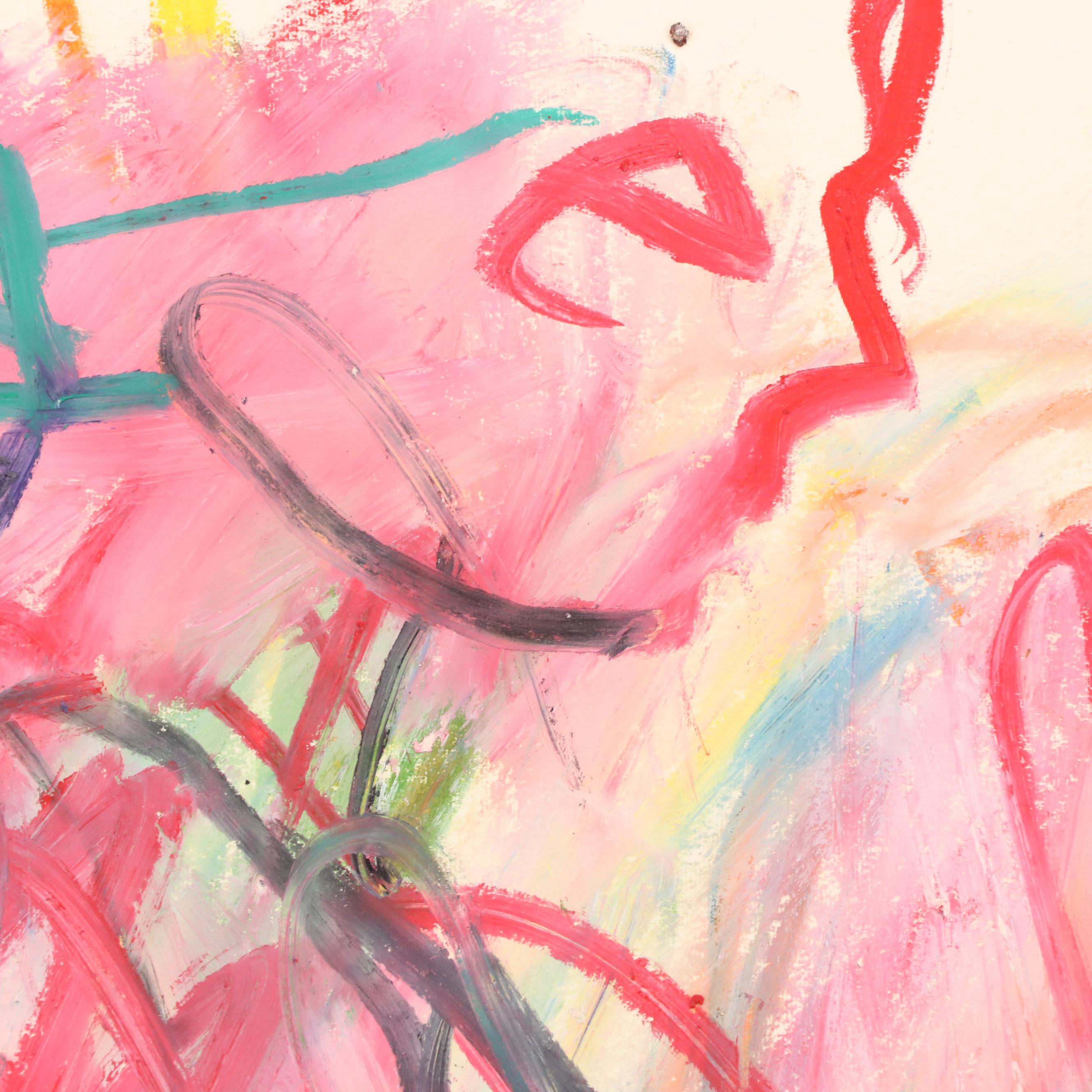 Jack Meanwell Modern Nude Figural Oil Pastel Drawing, 1981