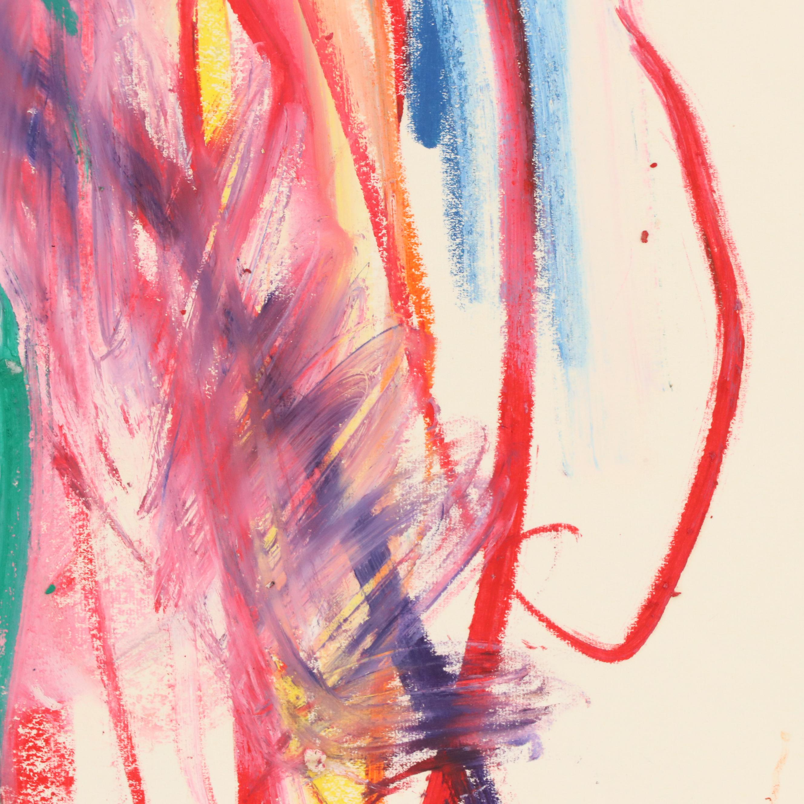 Jack Meanwell Modern Nude Figural Oil Pastel Drawing, 1981