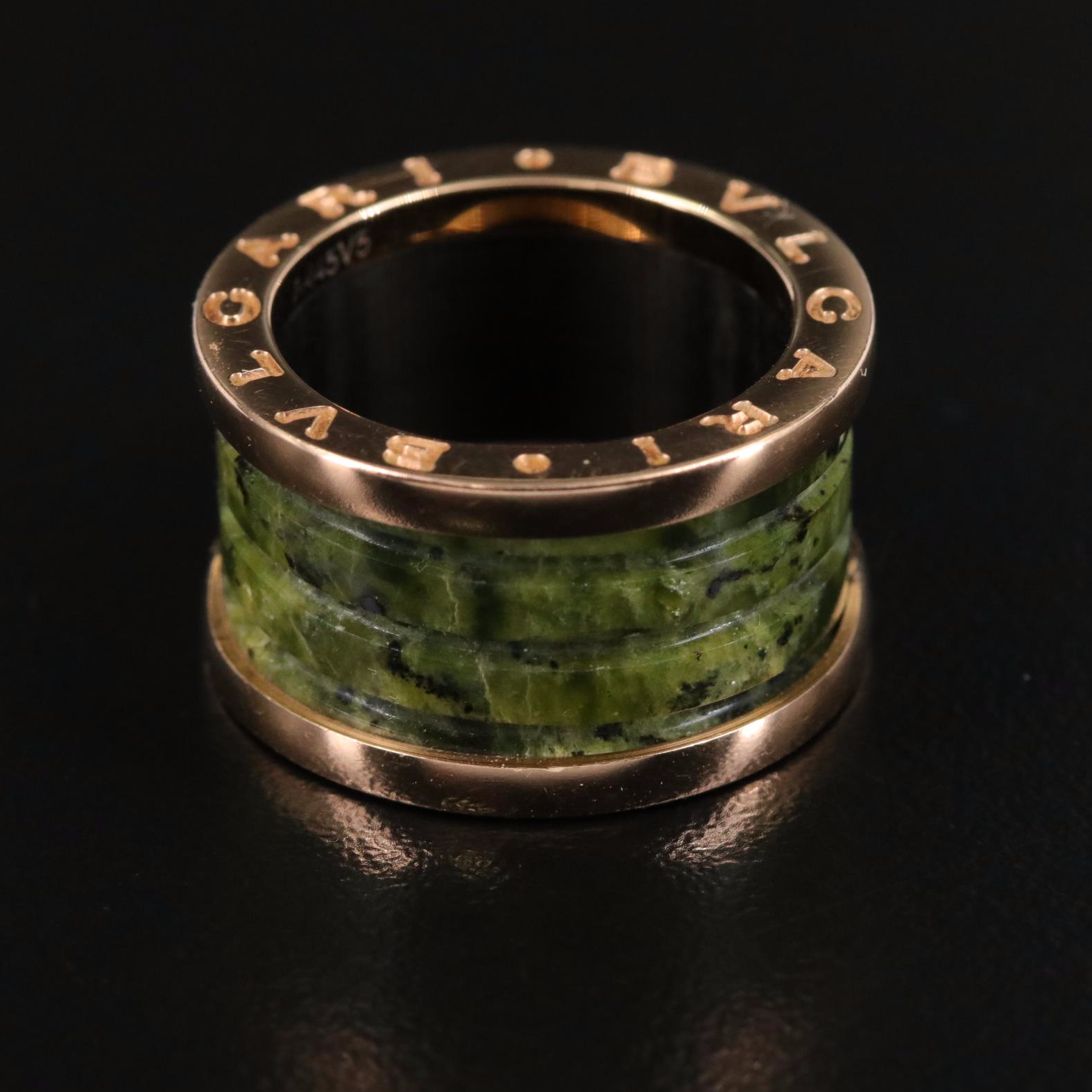 Bulgari B.zero1 18K Rose Gold and Green Marble Ring
