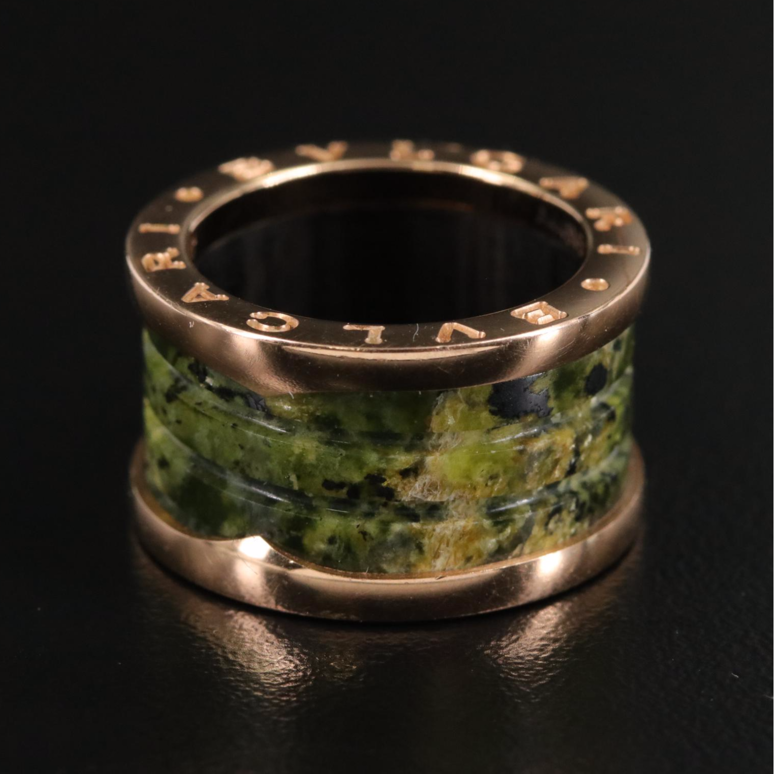 Bulgari B.zero1 18K Rose Gold and Green Marble Ring