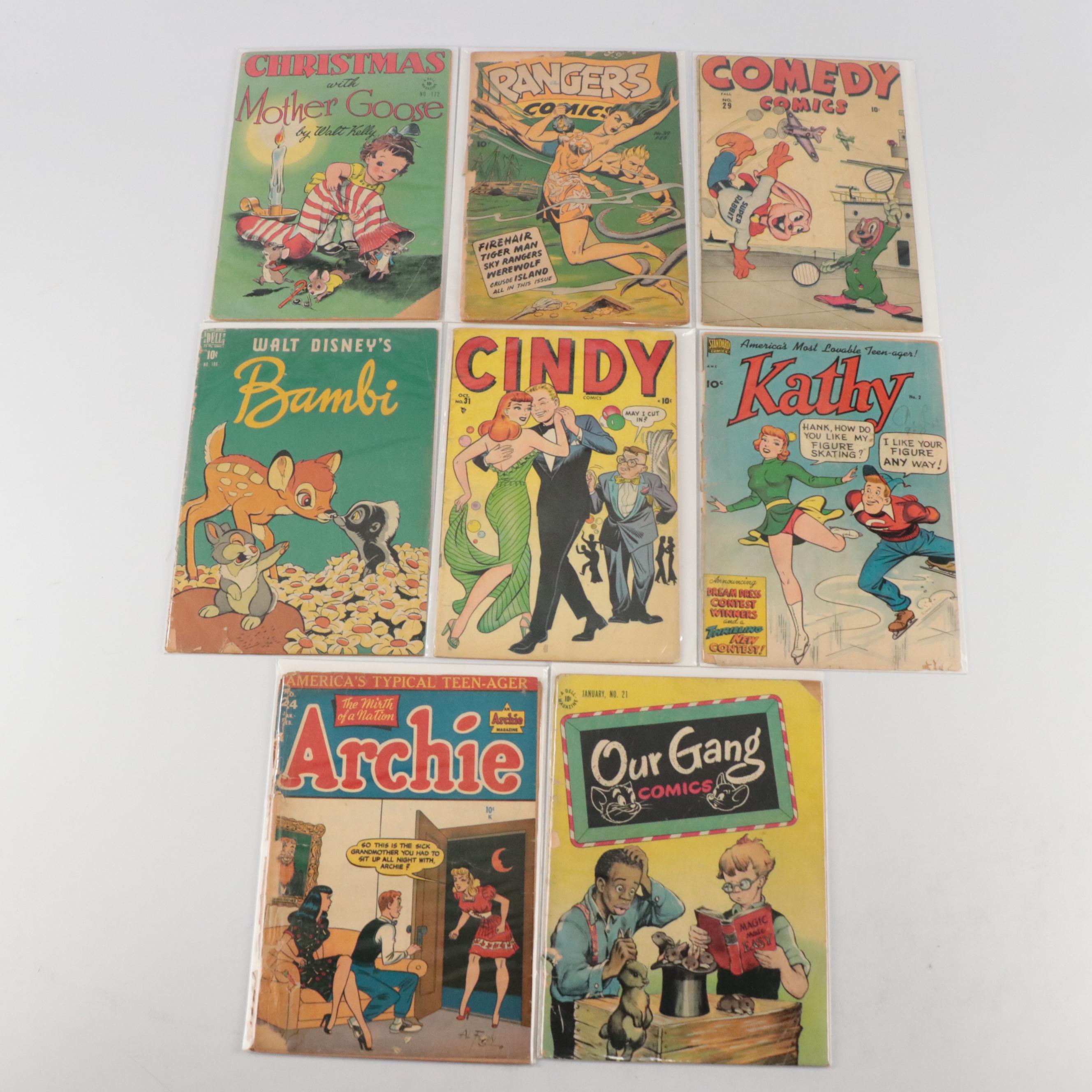 Golden Age Comic Books Featuring "Archie", "Walt Disney's Bambi", and More