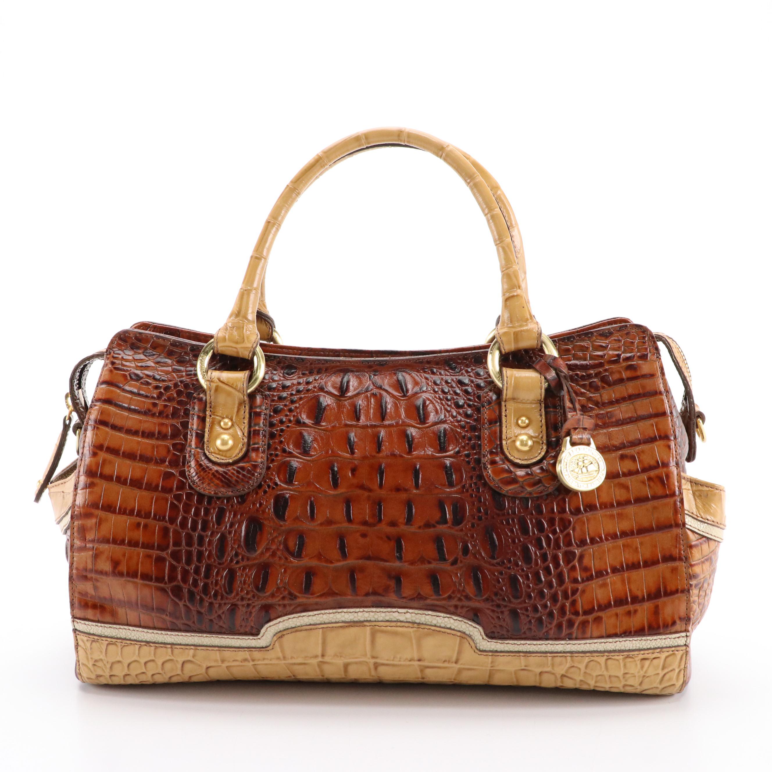 Brahmin Tri-Color Brown and Black Croc Embossed Two-Way Bags