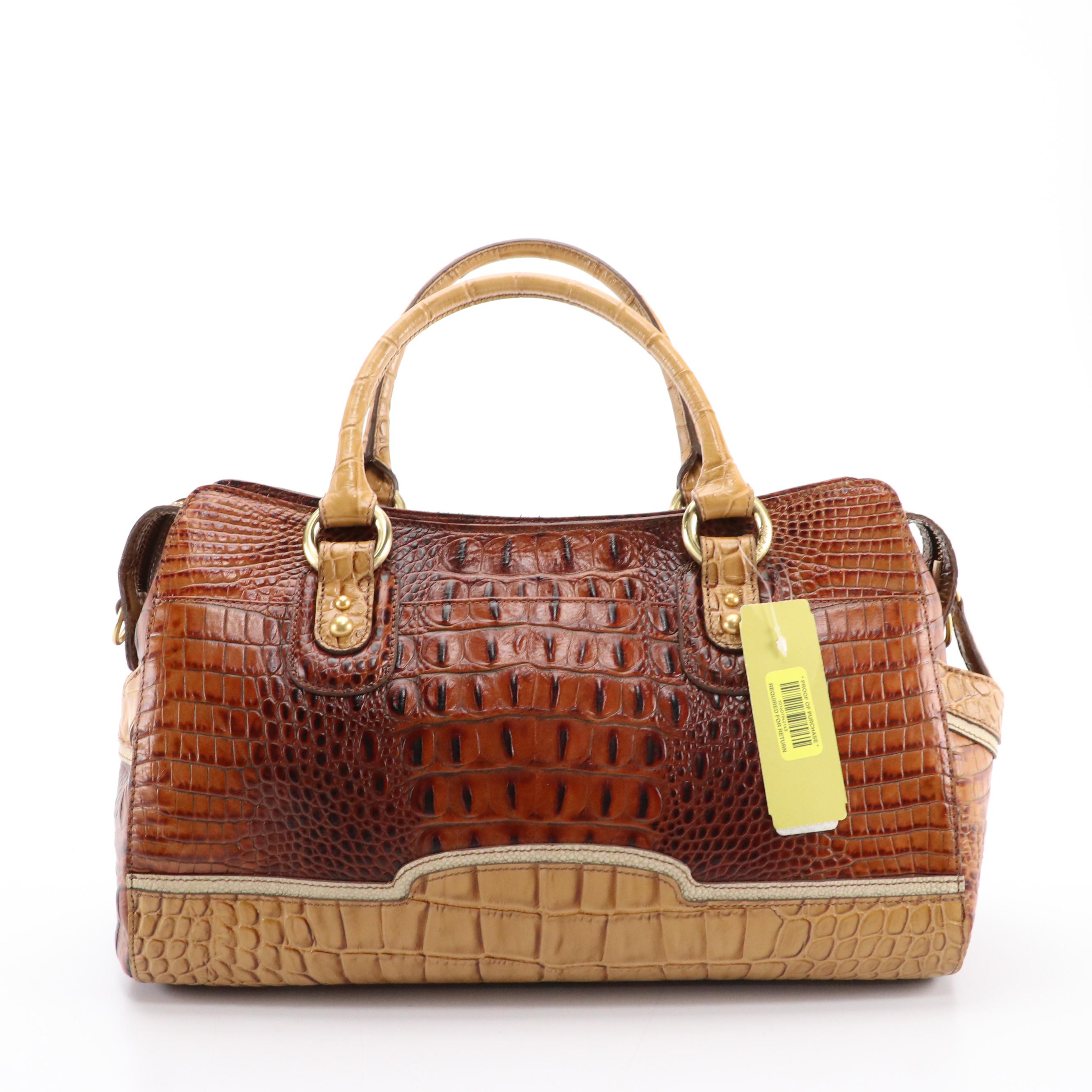 Brahmin Tri-Color Brown and Black Croc Embossed Two-Way Bags