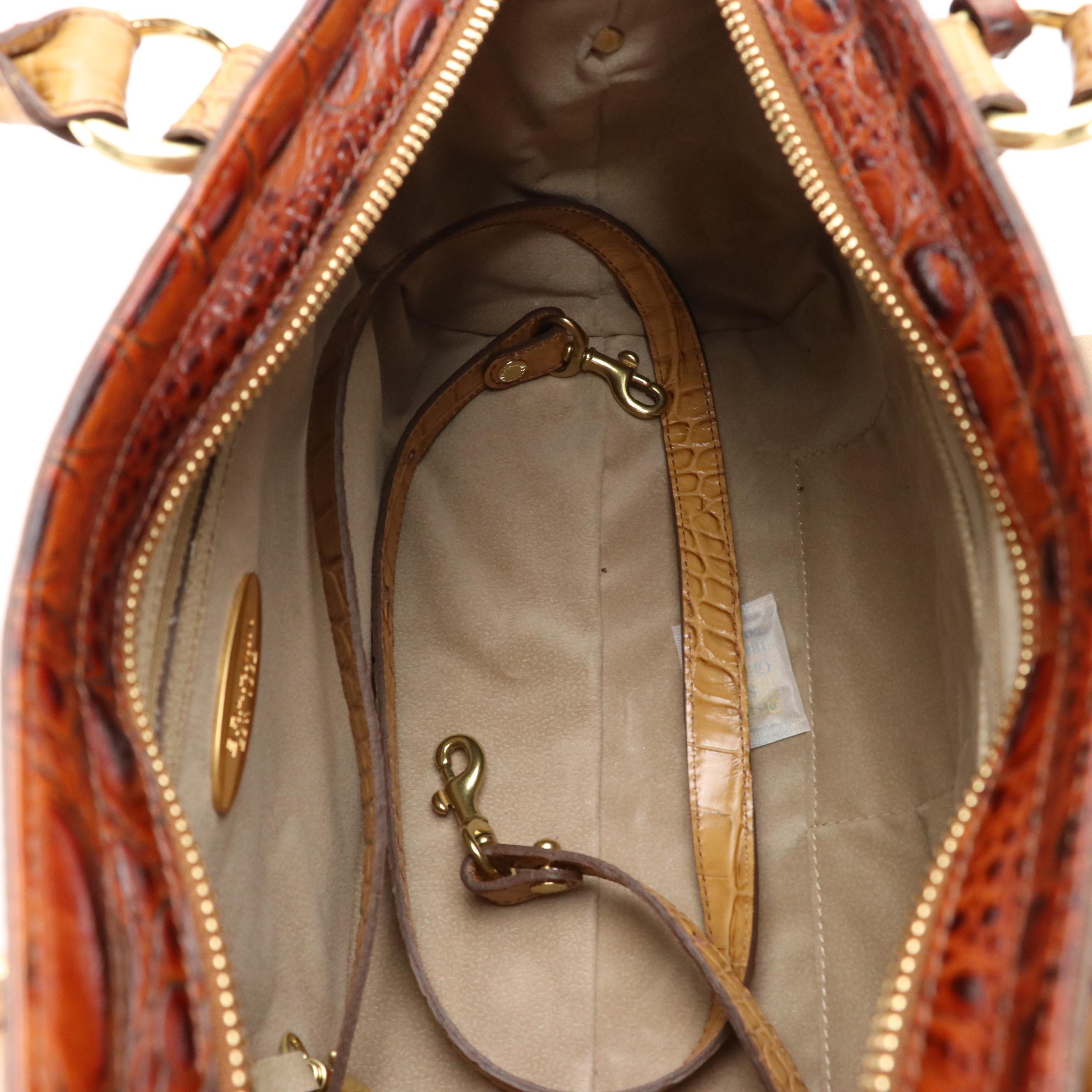 Brahmin Tri-Color Brown and Black Croc Embossed Two-Way Bags