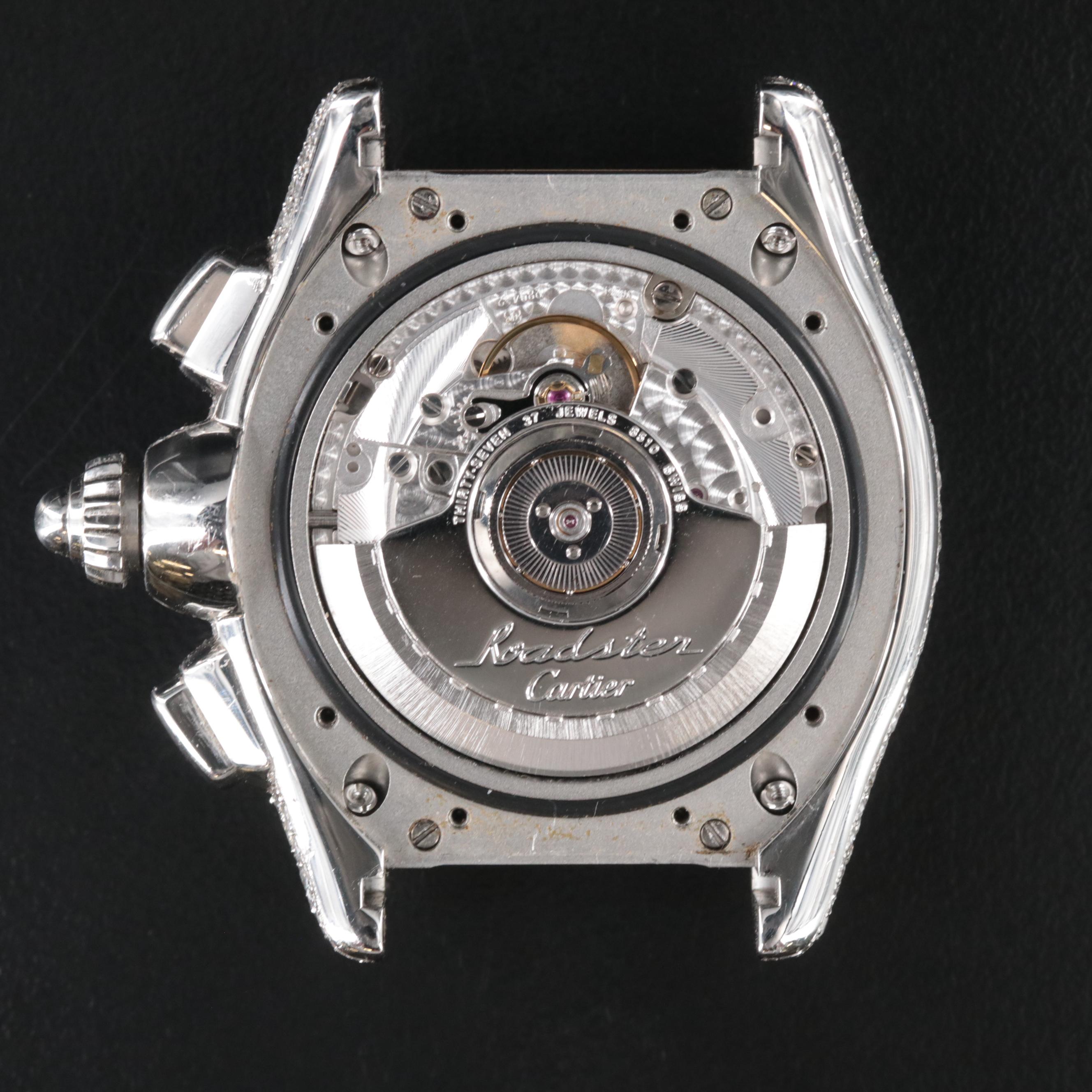 Cartier Roadster 17.69 CTW Custom Diamond Chronograph Watch